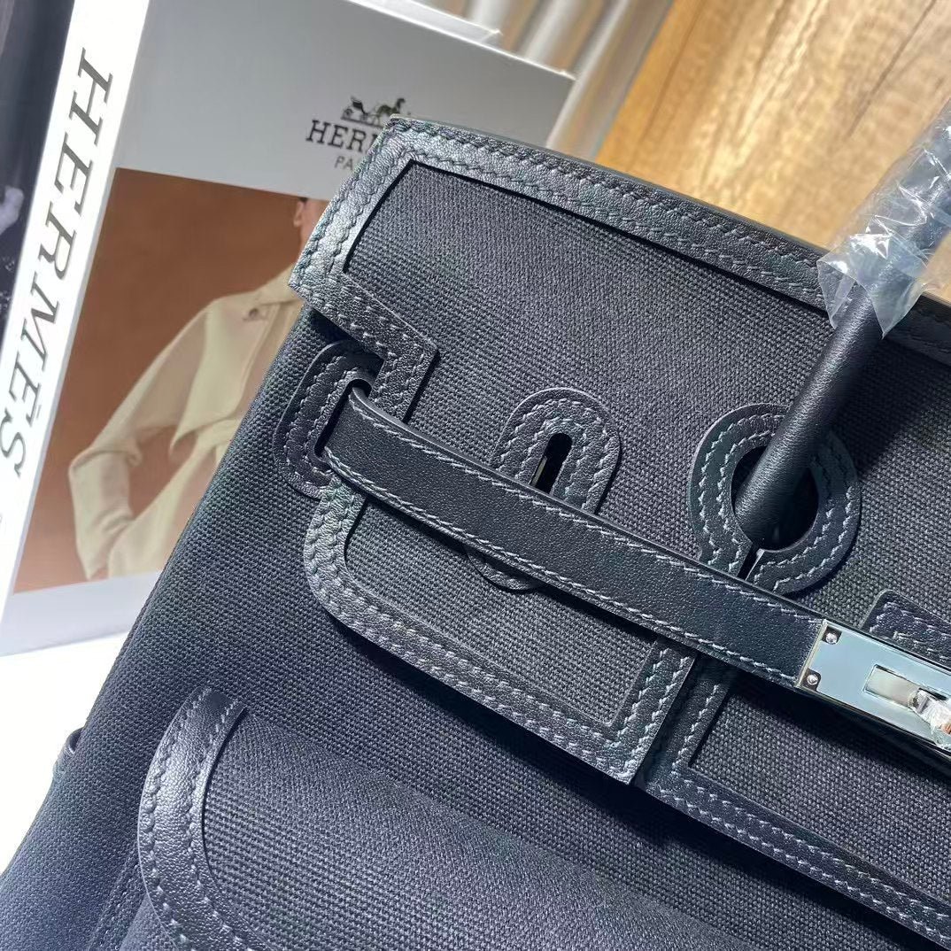 BIRKIN CARGO 35CM BLACK CANVAS AND LEATHER SILVER HARDWARE - Image 5