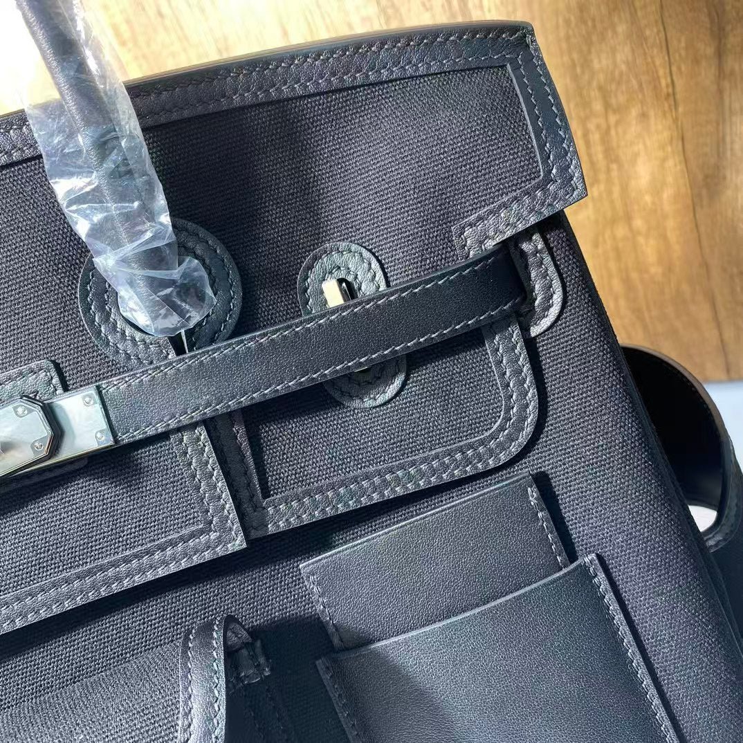 BIRKIN CARGO 35CM BLACK CANVAS AND LEATHER SILVER HARDWARE - Image 2