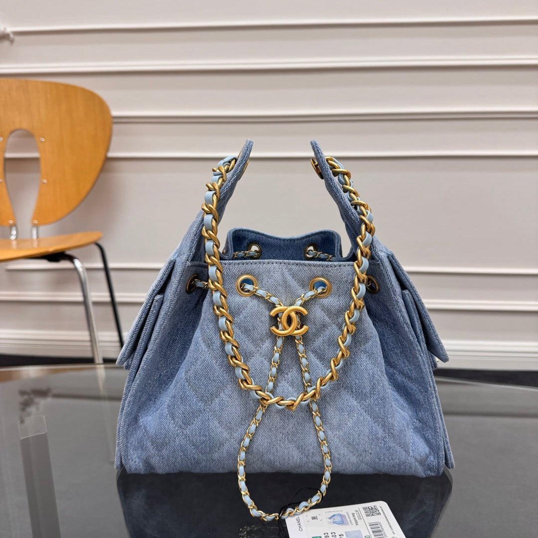 CHANEL 25S HOBO BAG 30 IN BLUE DENIM WITH GOLD HARDWARE - Image 12