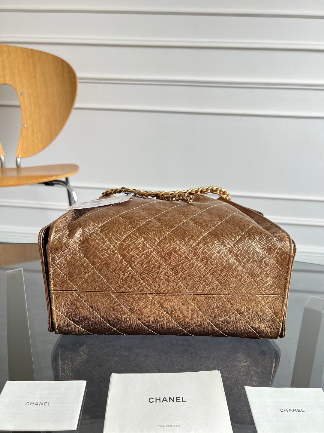 CHANEL 25S HOBO BAG 30 IN METALLIC BROWN CAVIAR WITH GOLD HARDWARE - Image 13