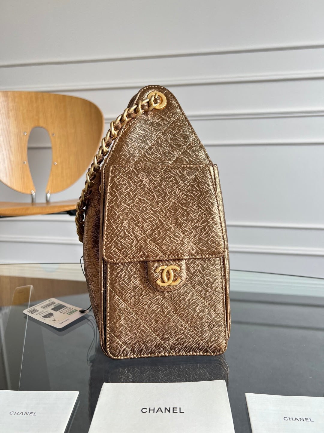 CHANEL 25S HOBO BAG 30 IN METALLIC BROWN CAVIAR WITH GOLD HARDWARE - Image 18