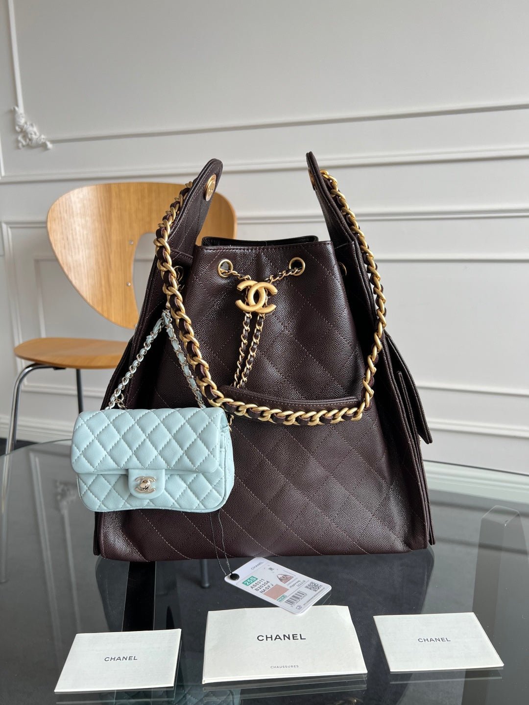 CHANEL 25S HOBO BAG 40 IN DARK EARTH BROWN CAVIAR WITH GOLD HARDWARE - Image 14