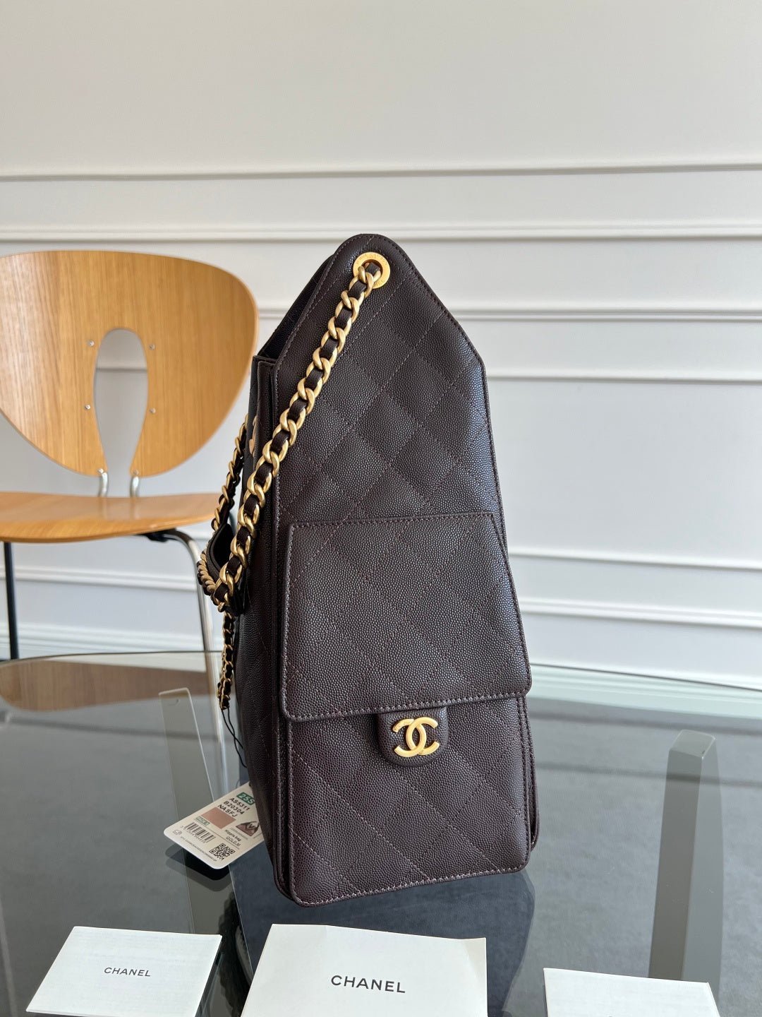 CHANEL 25S HOBO BAG 40 IN DARK EARTH BROWN CAVIAR WITH GOLD HARDWARE - Image 22