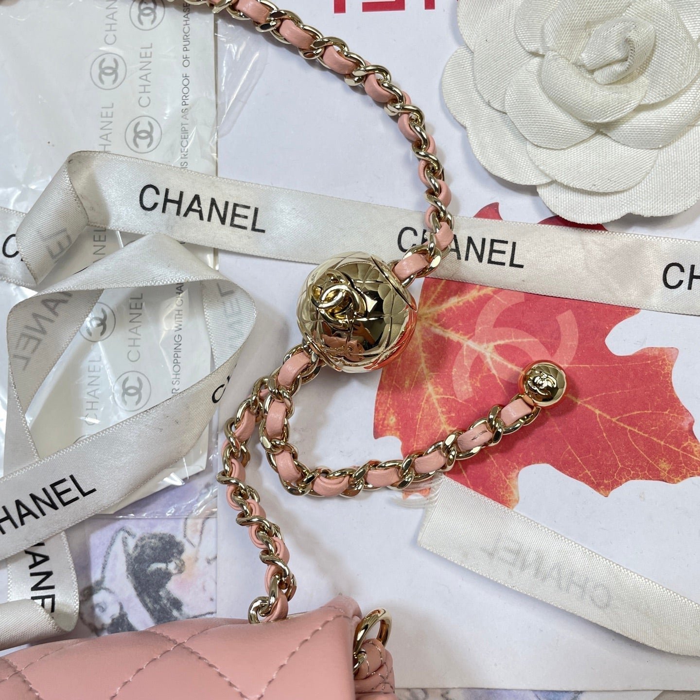 CHANEL 26S FLAP BAG 20 IN PASTEL PINK LAMBSKIN - Image 12