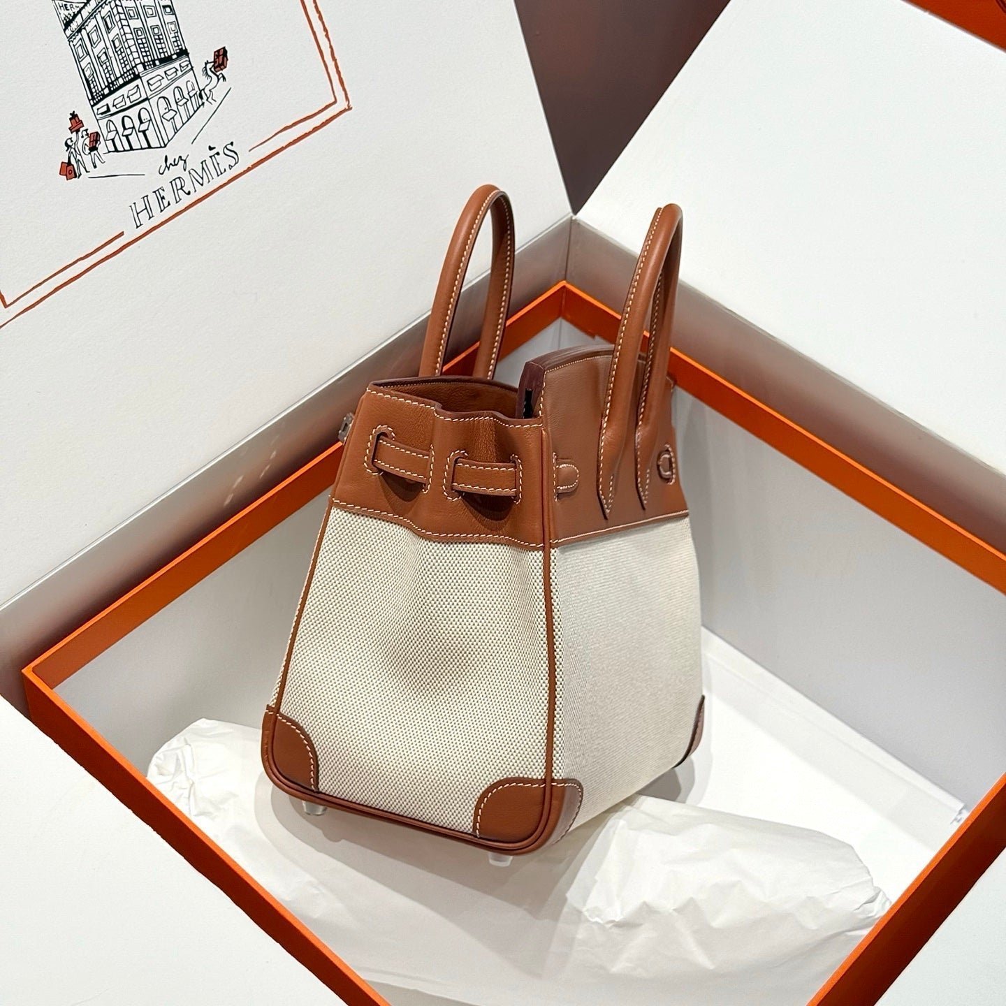 HM BIRKIN 25CM IN VEAU BARENIA SWIFT CALFSKIN ERCU TOILE CANVAS - Image 12