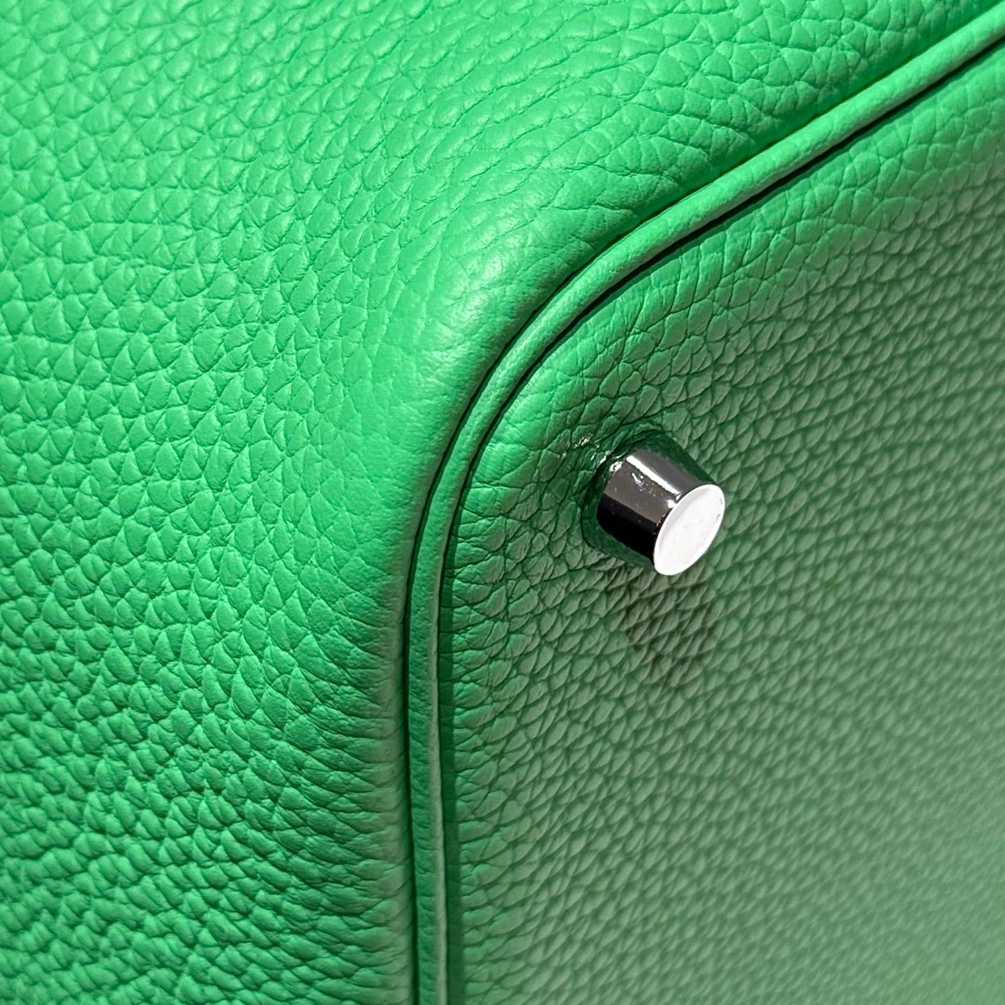 HERMES 25S PICOTIN LOCK 22 IN SPRING GREEN CALFSKIN SILVER HARDWARE - Image 15