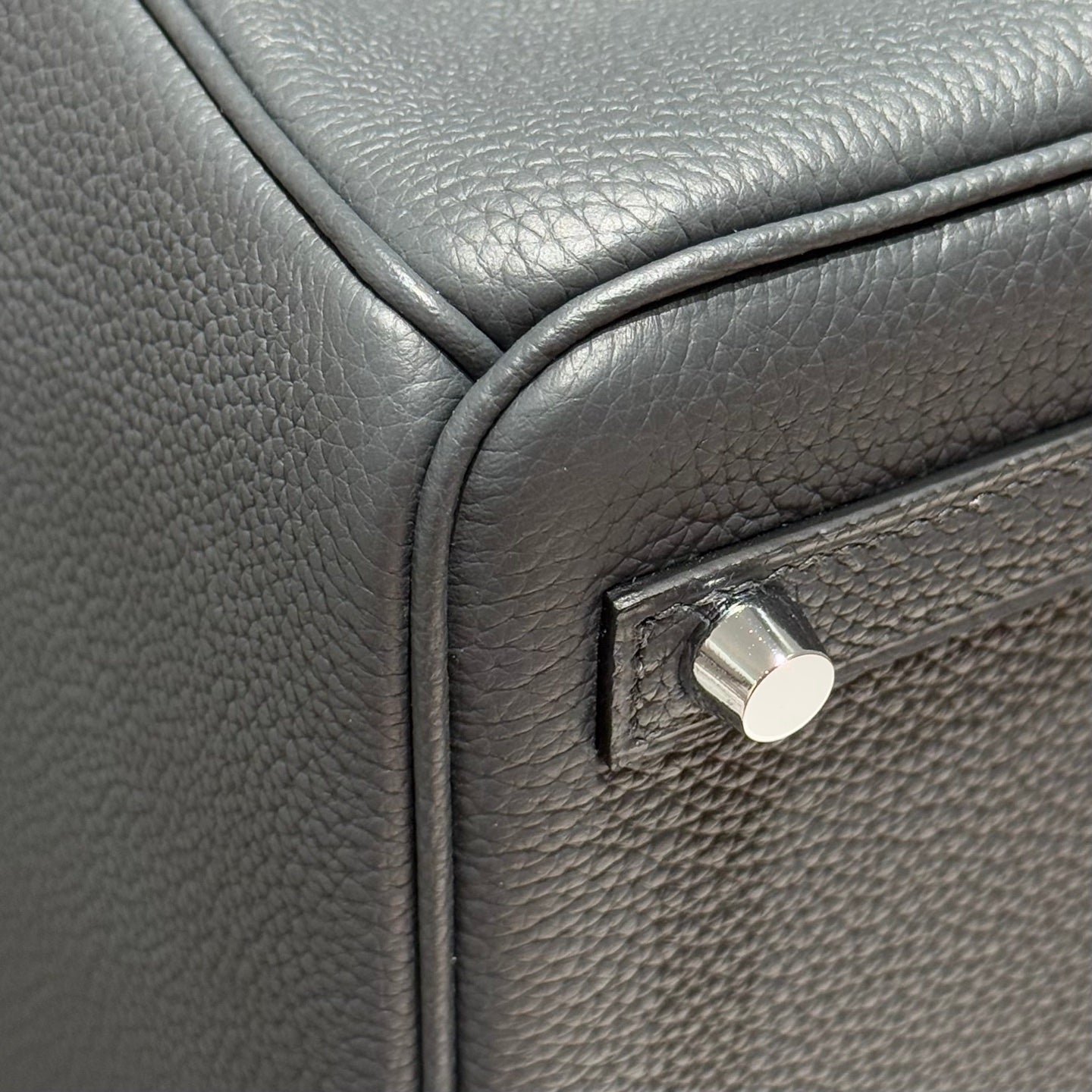 HERMES 25S MEDIUM BIRKIN 25 IN CHARCOAL GRAY CALFSKIN SILVER HARDWARE - Image 8