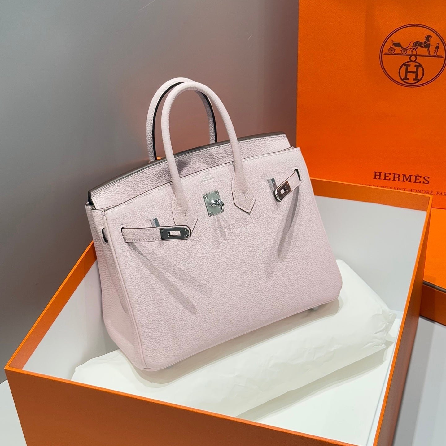 HERMES 25S MEDIUM BIRKIN 25 IN PINK BABY CALFSKIN SILVER HARDWARE - Image 11