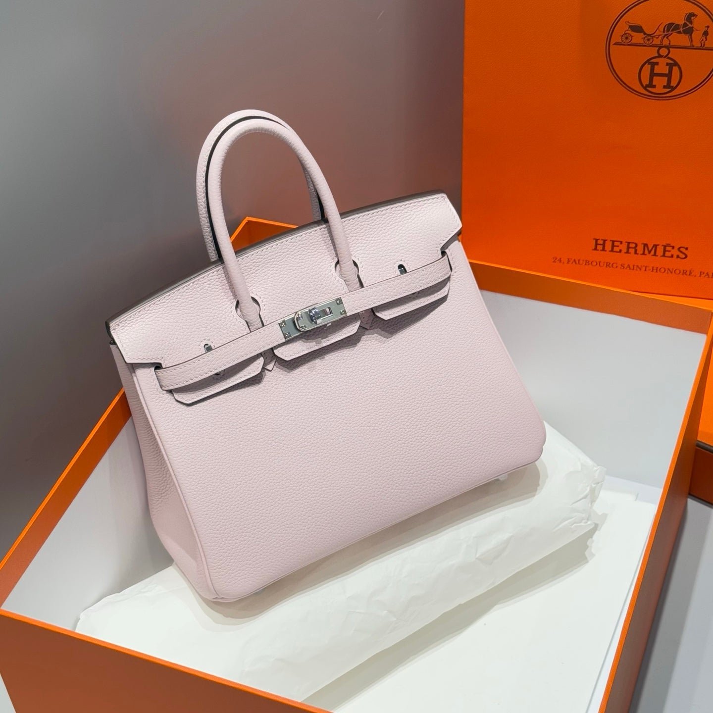 HERMES 25S MEDIUM BIRKIN 25 IN PINK BABY CALFSKIN SILVER HARDWARE - Image 10