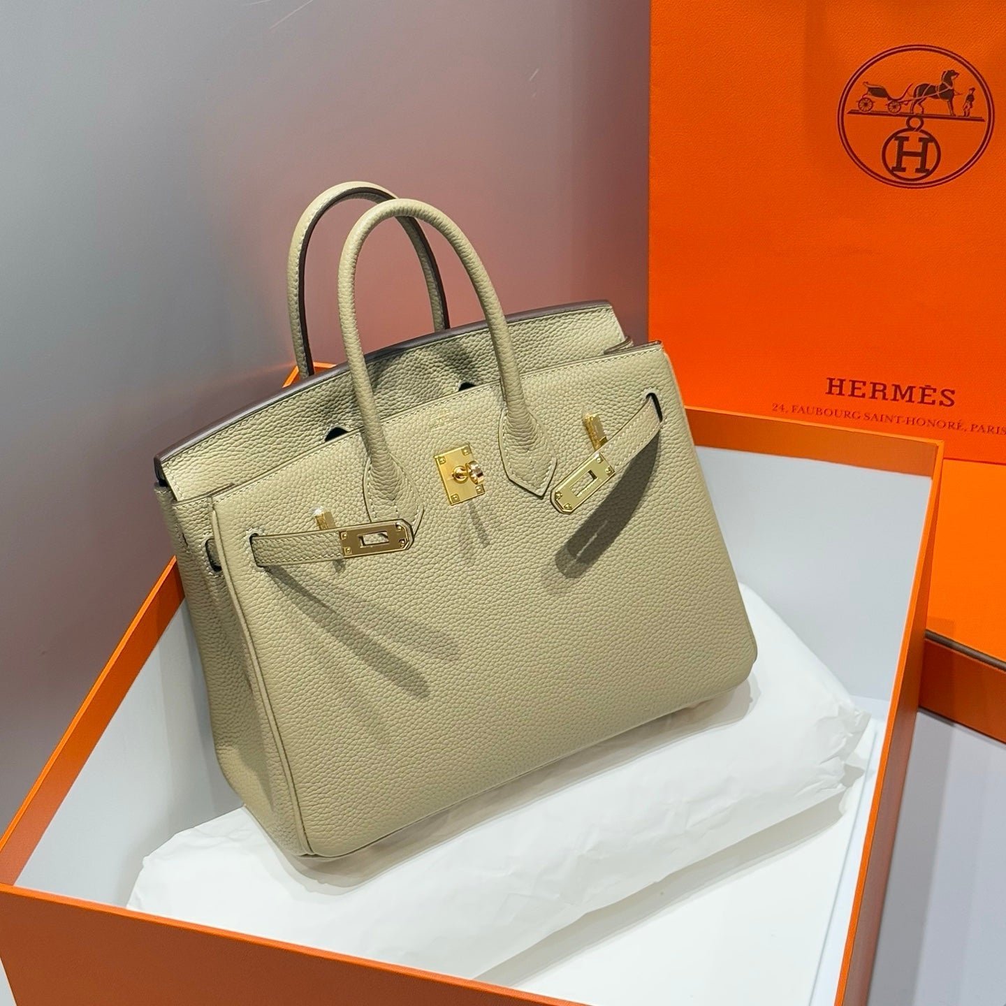 HERMES 25S MEDIUM BIRKIN 25 IN DARK KHAKI CALFSKIN GOLD HARDWARE - Image 11