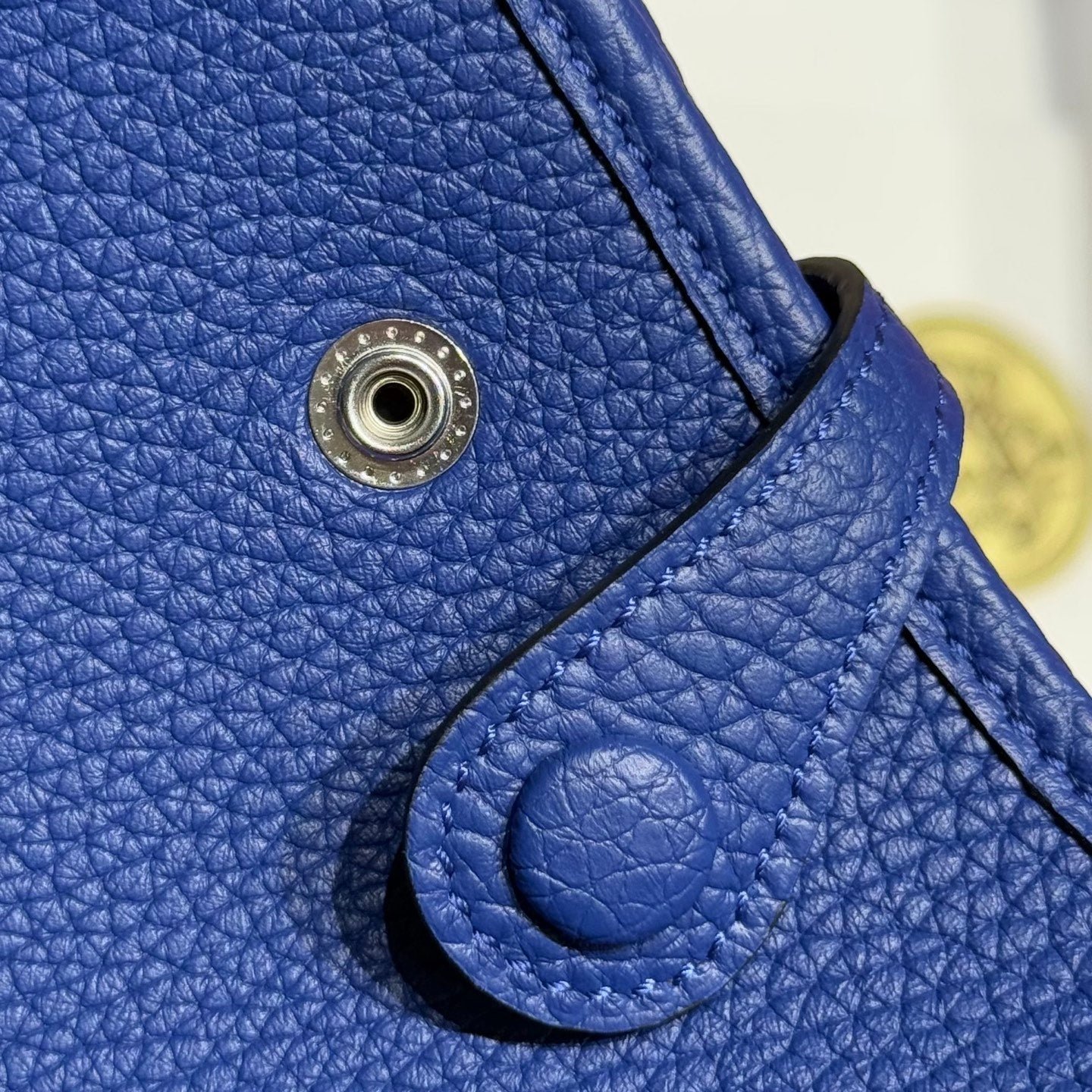 HERMES 25S MINI EVELYNE 18 IN BLUE PATTERNED STRAP CALFSKIN SILVER HARDWARE - Image 15