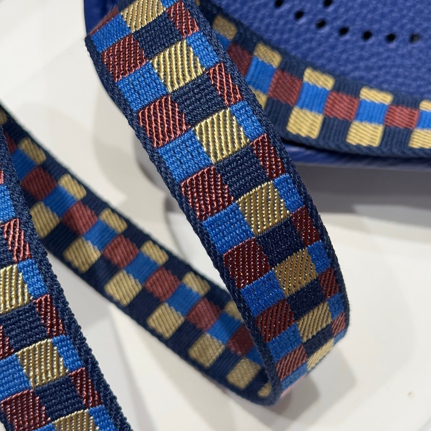 HERMES 25S MINI EVELYNE 18 IN BLUE PATTERNED STRAP CALFSKIN SILVER HARDWARE - Image 13