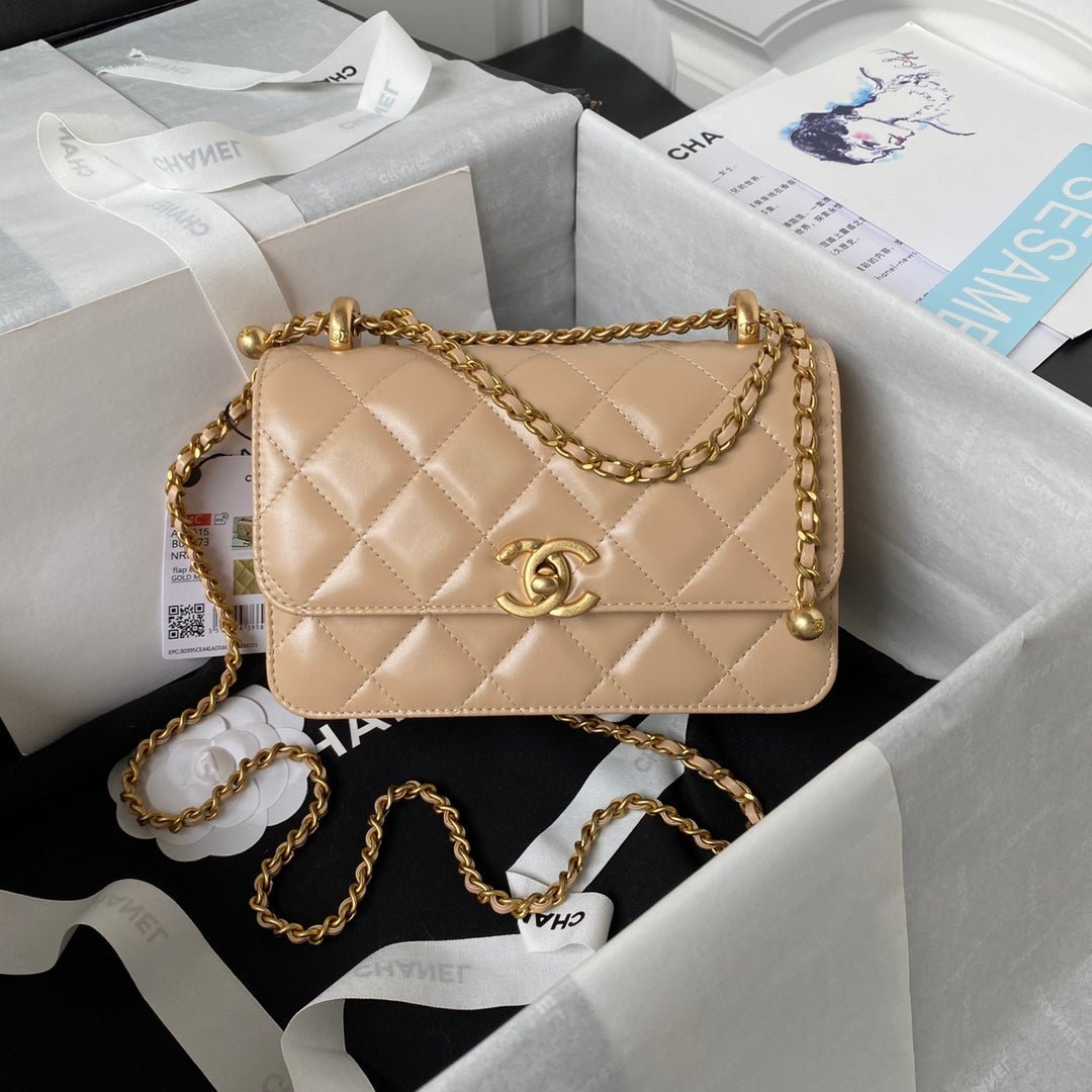 CHANEL 25S MINI FLAP BAG 19 IN TAN BROWN CALFSKIN GOLD HARDWARE - Image 10