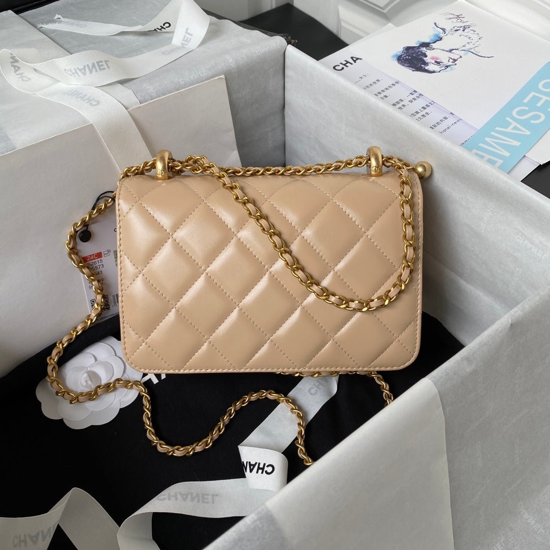 CHANEL 25S MINI FLAP BAG 19 IN TAN BROWN CALFSKIN GOLD HARDWARE - Image 11