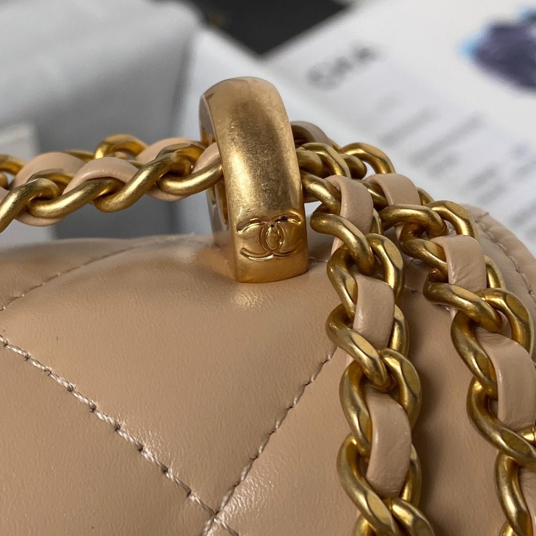CHANEL 25S MINI FLAP BAG 19 IN TAN BROWN CALFSKIN GOLD HARDWARE - Image 7