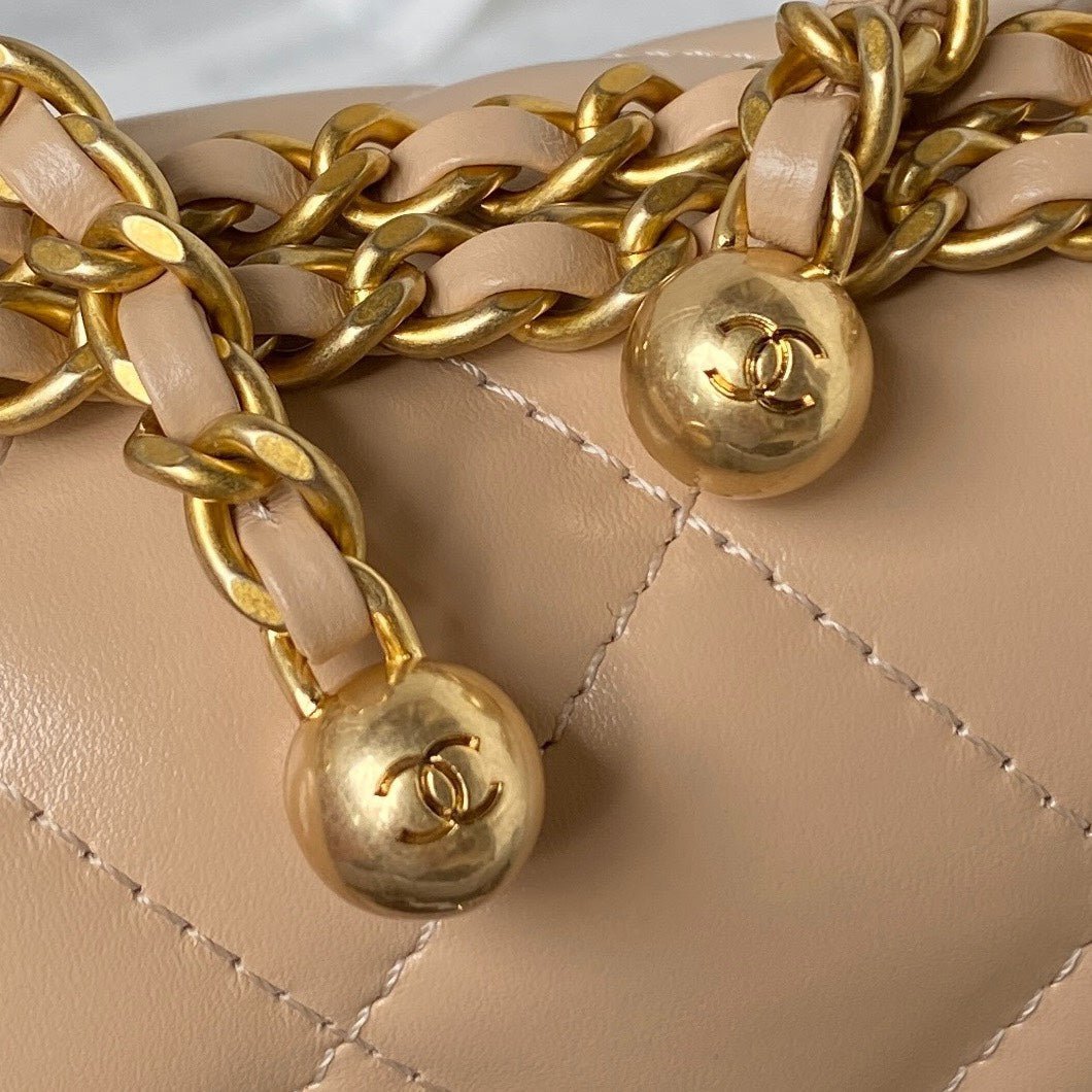CHANEL 25S MINI FLAP BAG 19 IN TAN BROWN CALFSKIN GOLD HARDWARE - Image 4