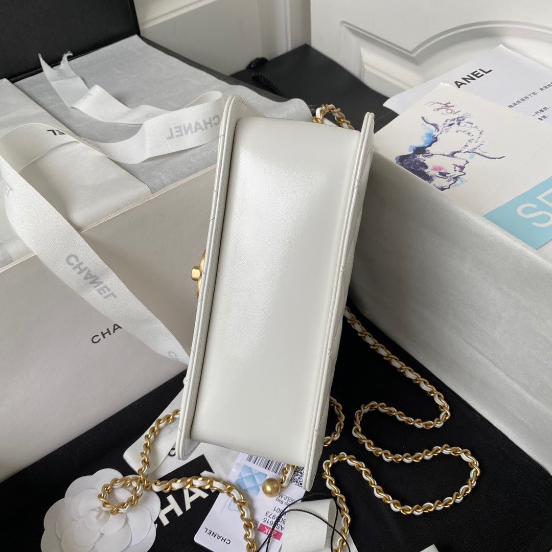 CHANEL 25S MINI FLAP BAG 19 IN WHITE CALFSKIN GOLD HARDWARE - Image 15