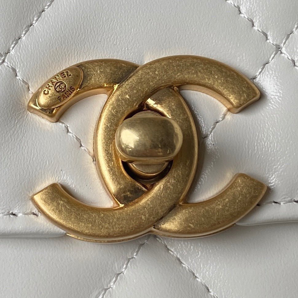 CHANEL 25S MINI FLAP BAG 19 IN WHITE CALFSKIN GOLD HARDWARE - Image 3