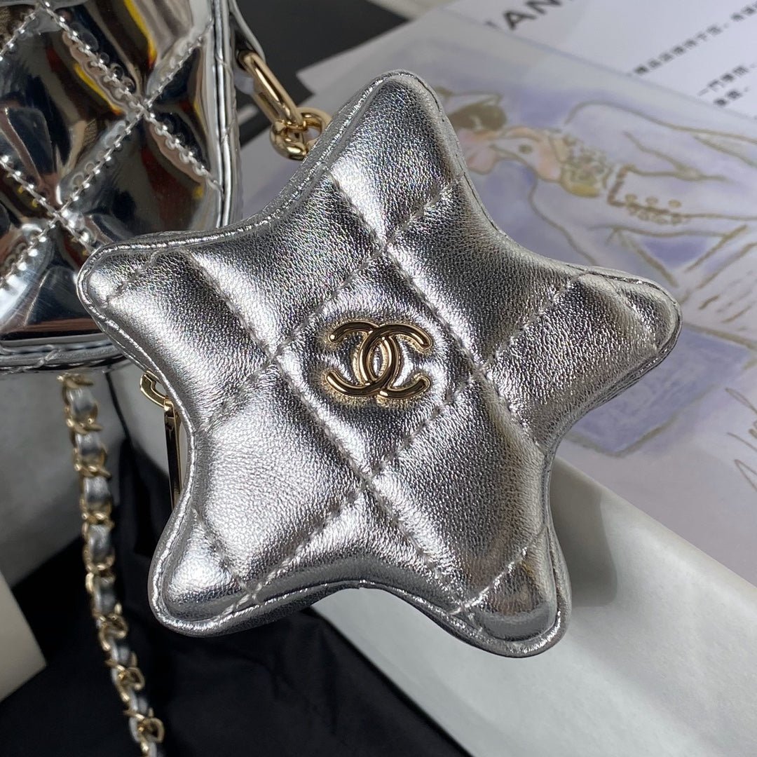 CC MINI 19 FLAP BAG IN SILVER METALLIC CALFSKIN WITH STRAP - Image 4