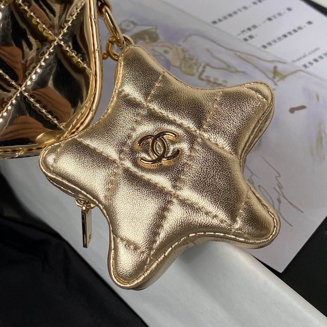 CC MINI 19 FLAP BAG IN GOLDEN METALLIC CALFSKIN WITH STRAP - Image 7