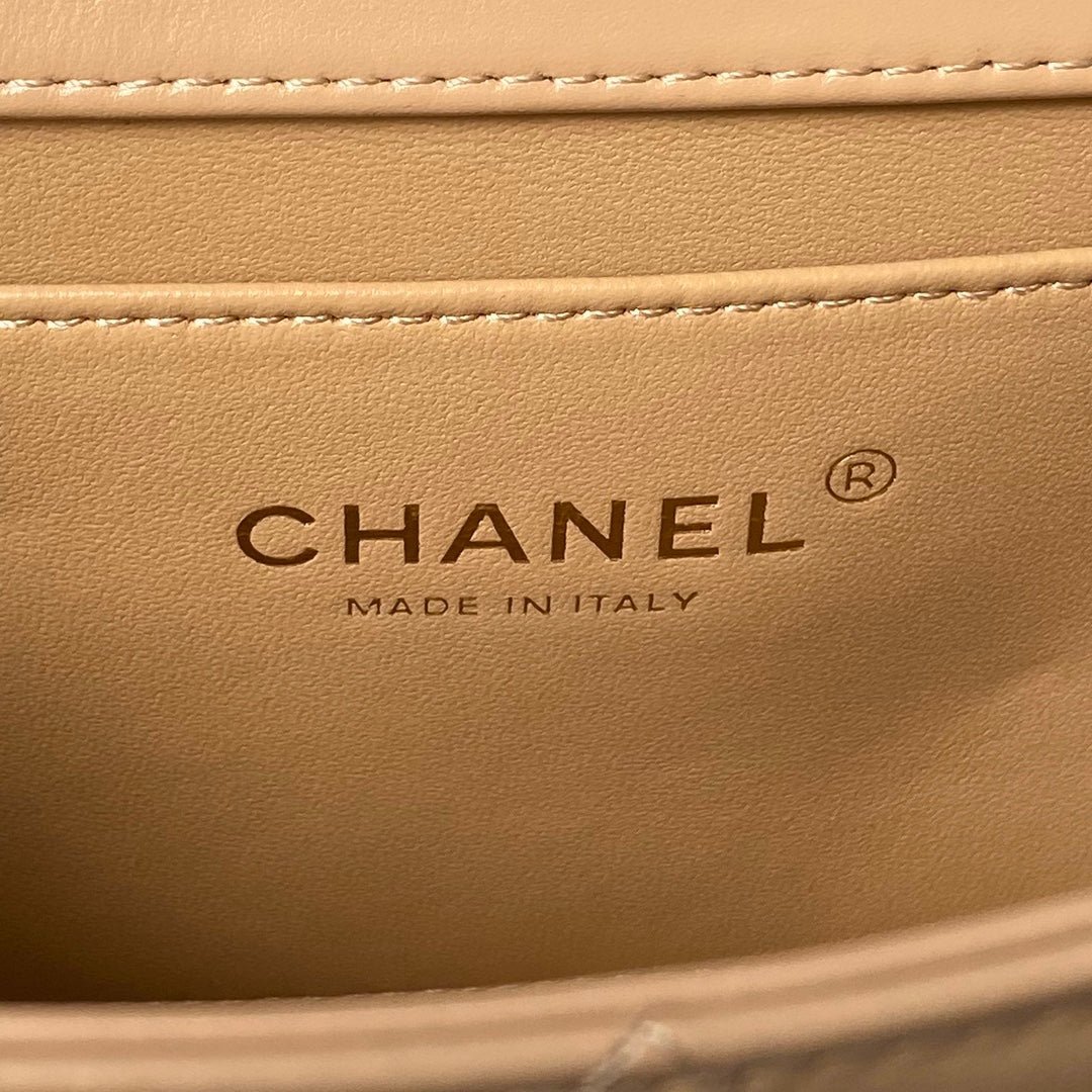 CHANEL 25S MINI FLAP BAG 22 IN TAN BROWN CALFSKIN GOLD HARDWARE - Image 7