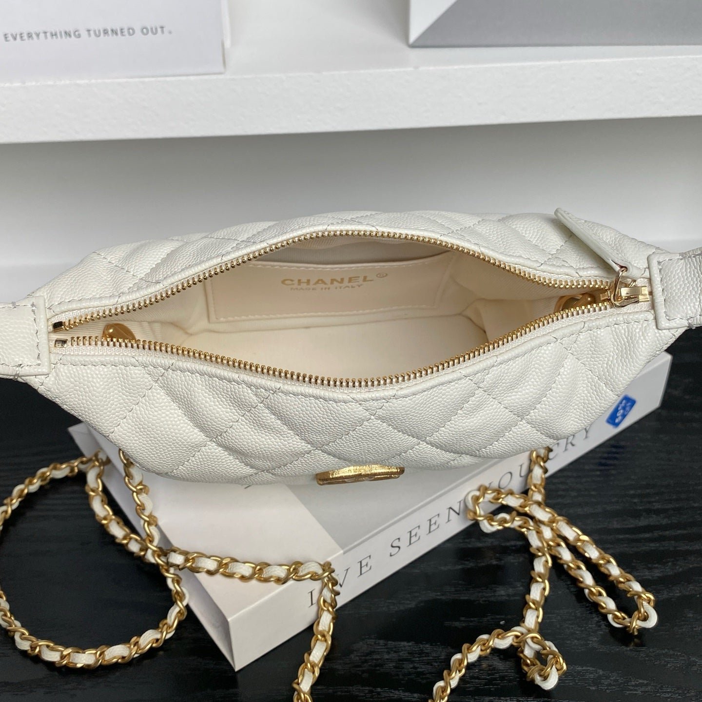 CHANEL 25S HOBO BAG 22 IN WHITE CAVIAR LEATHER - Image 11