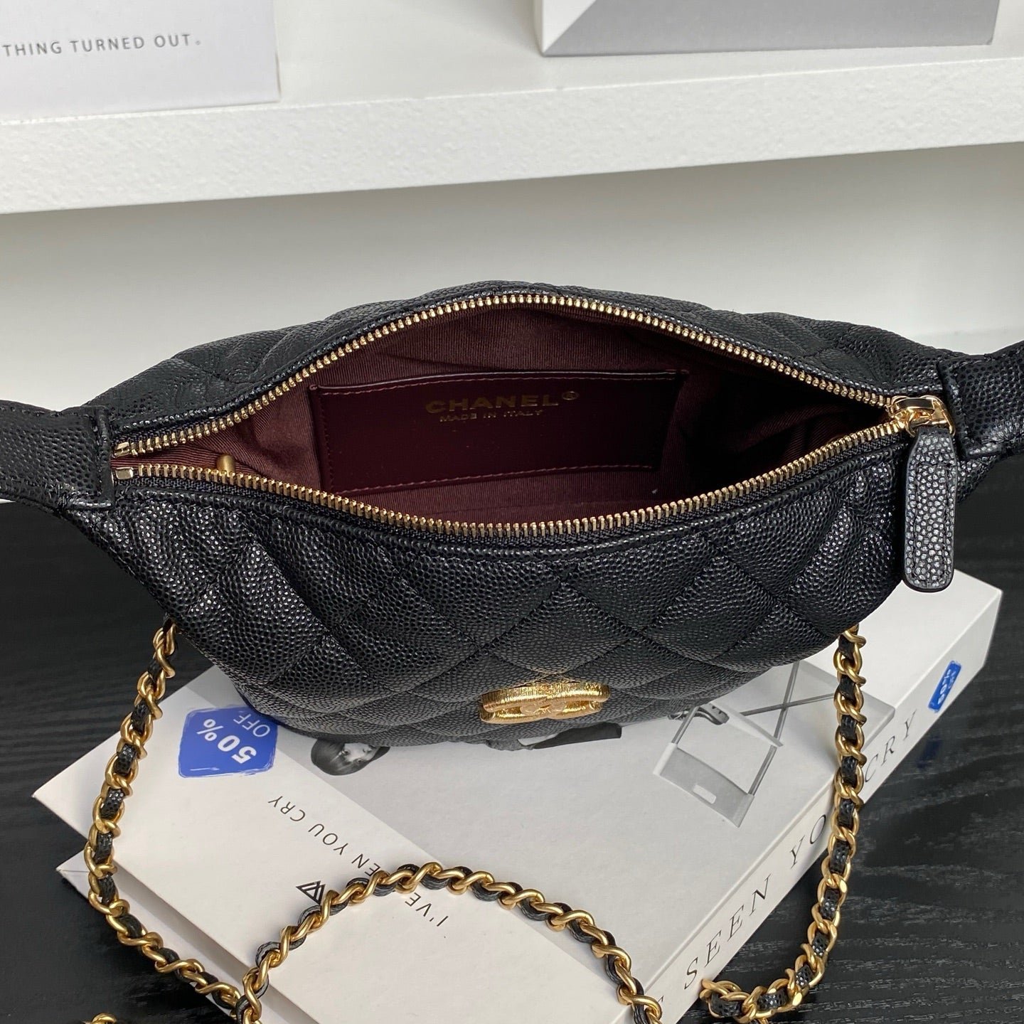 CHANEL 25S HOBO BAG 22 IN BLACK CAVIAR LEATHER - Image 17