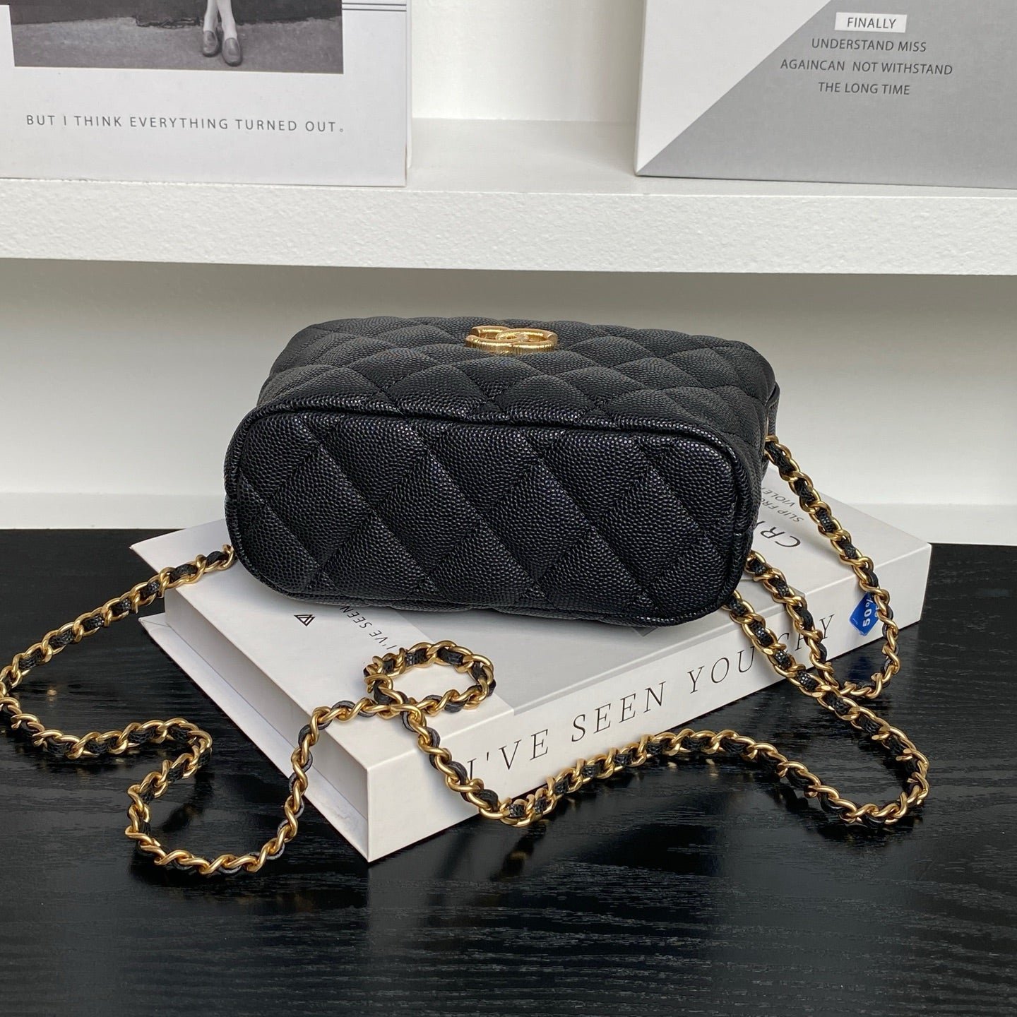 CHANEL 25S HOBO BAG 22 IN BLACK CAVIAR LEATHER - Image 7