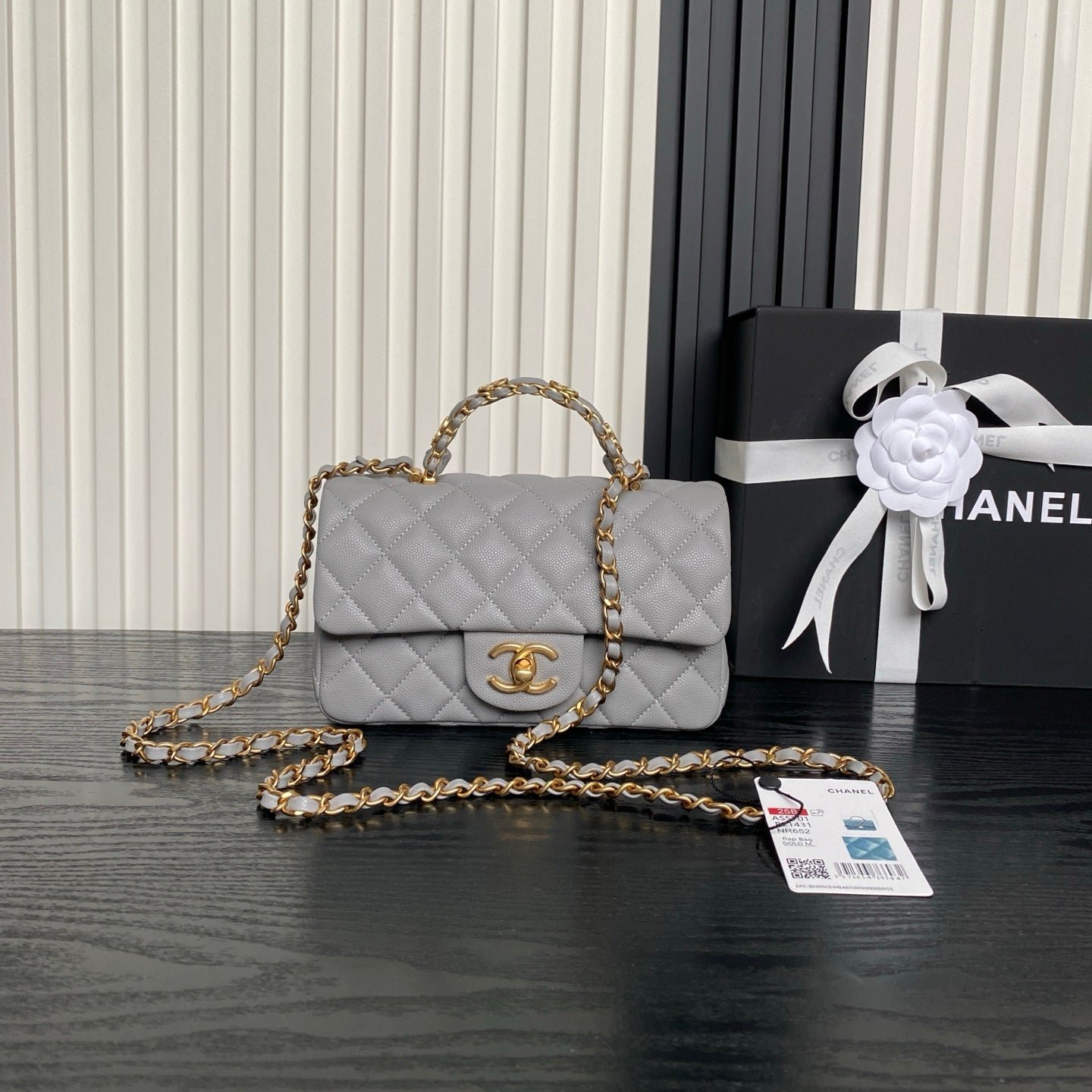 CHANEL 25S FLAP BAG 19 IN CHARCOAL GRAY CALFSKIN GOLD HARDWARE - Image 10