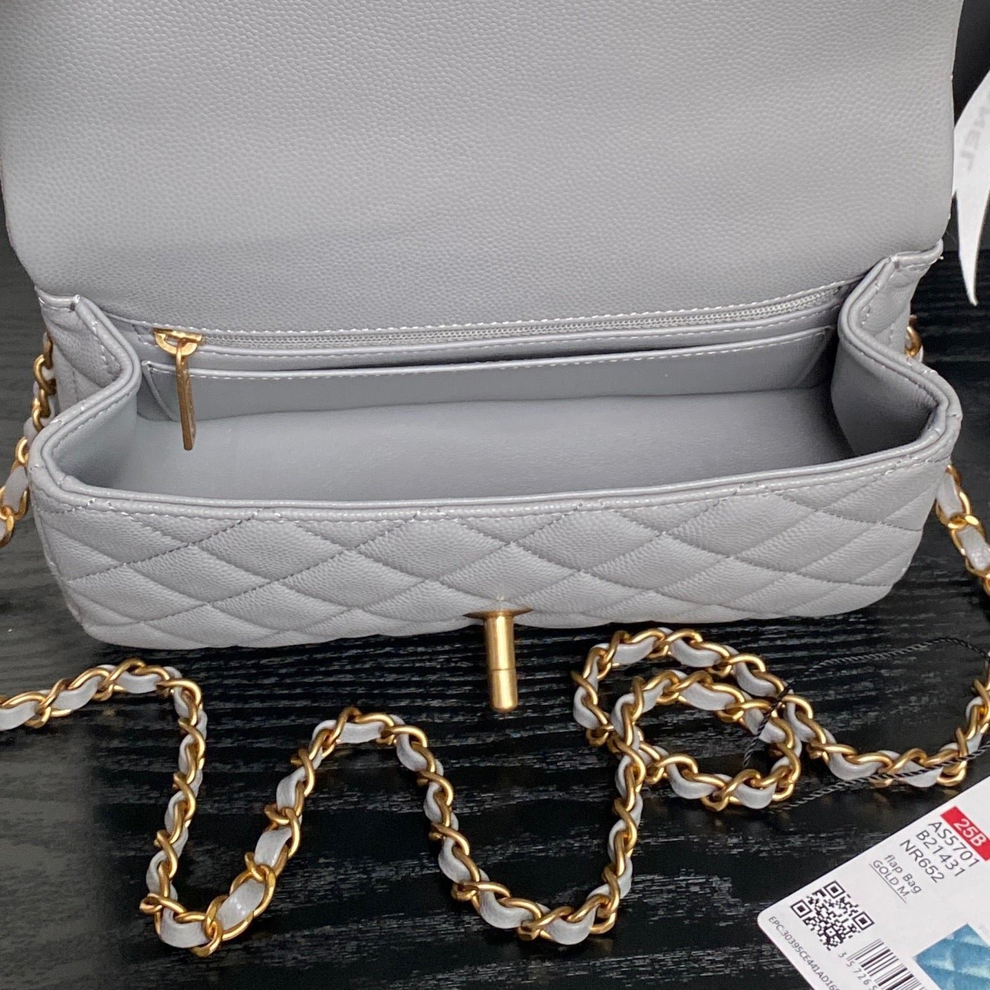 CHANEL 25S FLAP BAG 19 IN CHARCOAL GRAY CALFSKIN GOLD HARDWARE - Image 6