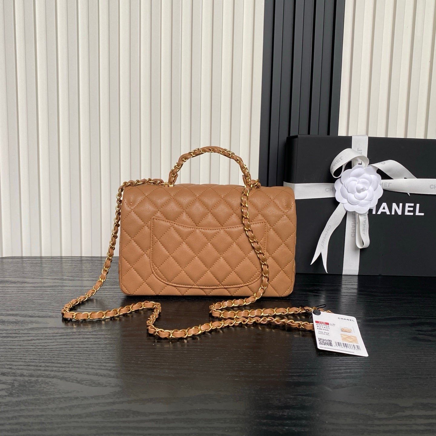 CHANEL 25S FLAP BAG 22 CM IN LIGHT BROWN CAVIAR WITH GOLD HARDWARE - Image 9
