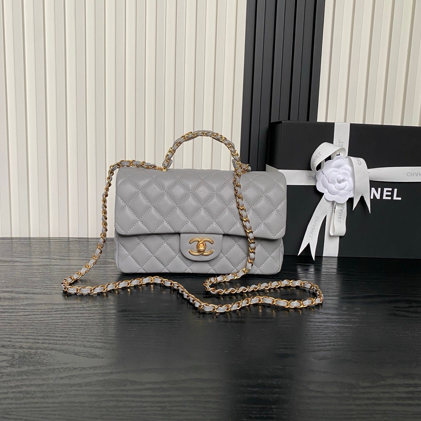 CHANEL 25S FLAP BAG 22 CM IN GREY CAVIAR WITH GOLD HARDWARE - Image 10