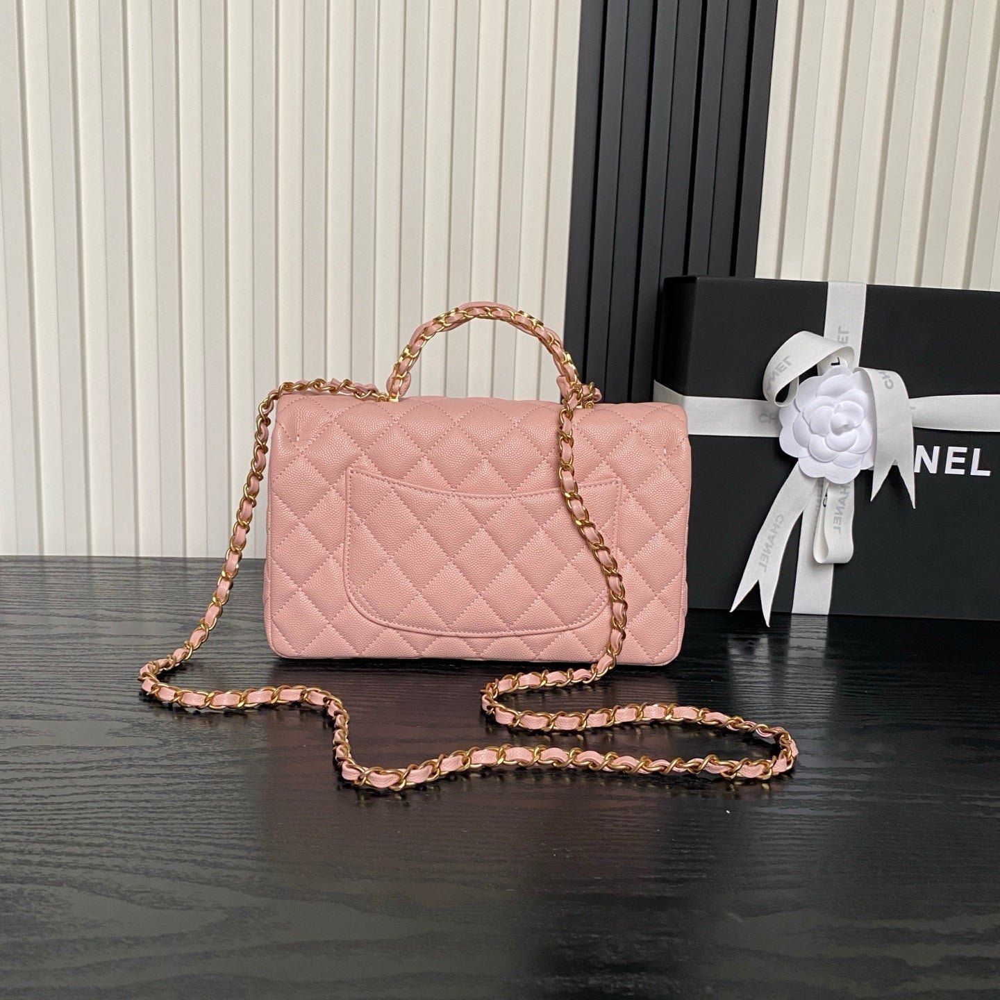 CHANEL 25S FLAP BAG 22 IN PINK CALFSKIN GOLD HARDWARE - Image 11