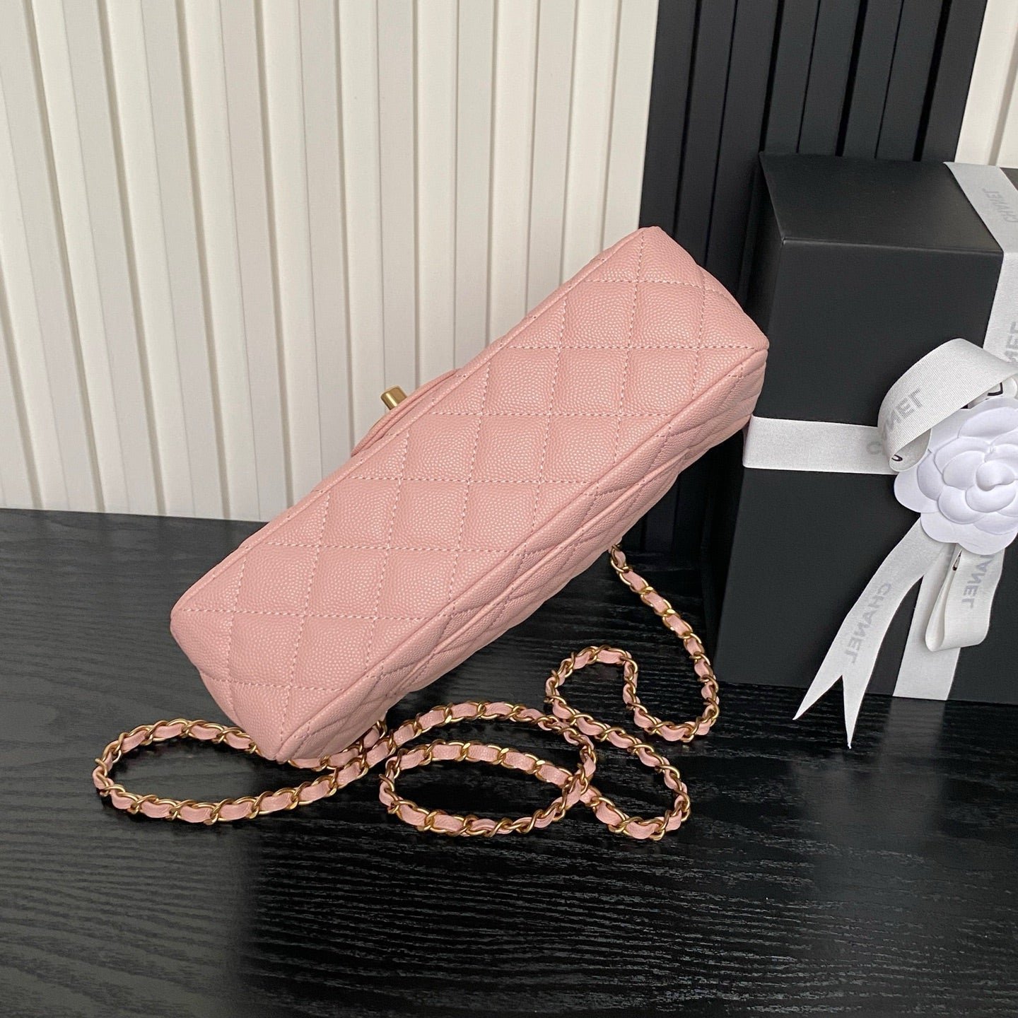 CHANEL 25S FLAP BAG 22 IN PINK CALFSKIN GOLD HARDWARE - Image 8