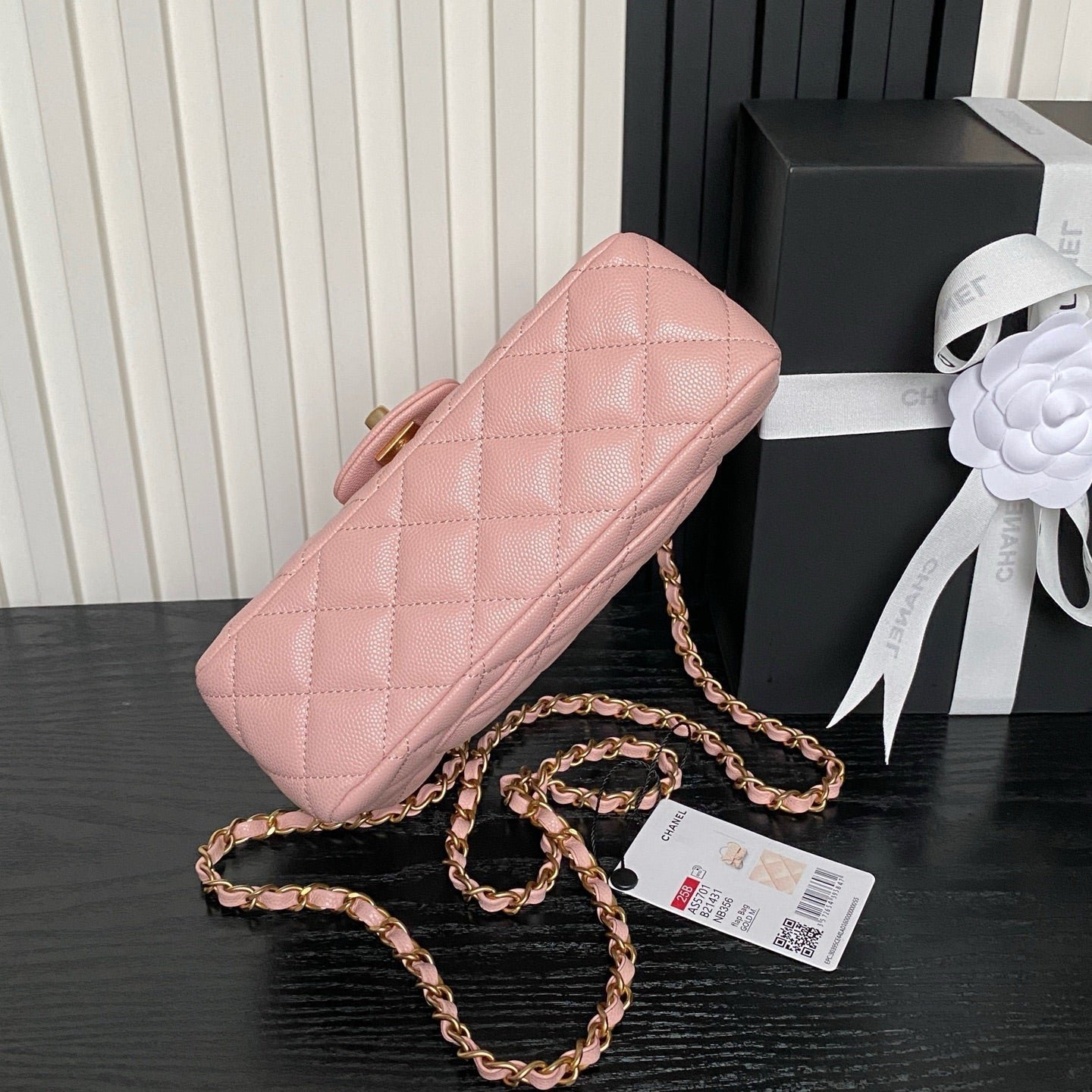 CHANEL 25S FLAP BAG 19 IN PINK CALFSKIN GOLD HARDWARE - Image 6