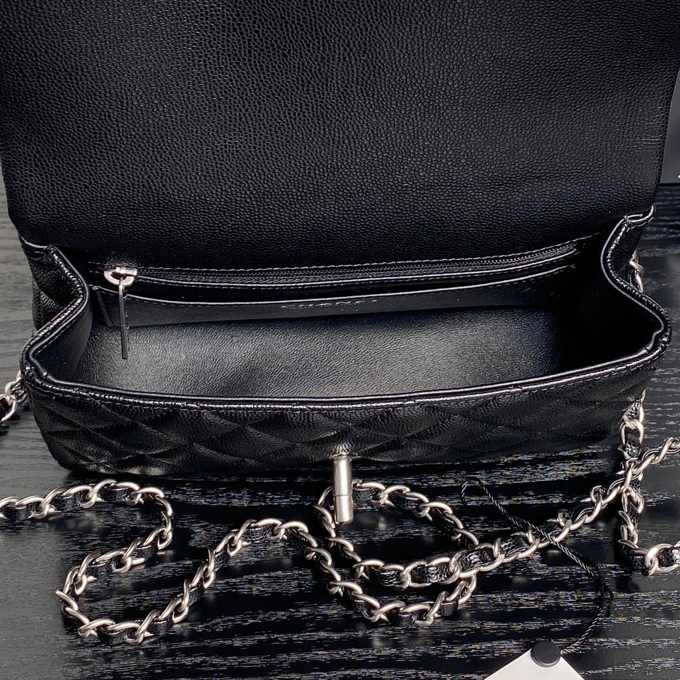 CHANEL 25S FLAP BAG 19 IN BLACK CALFSKIN SILVER HARDWARE - Image 14