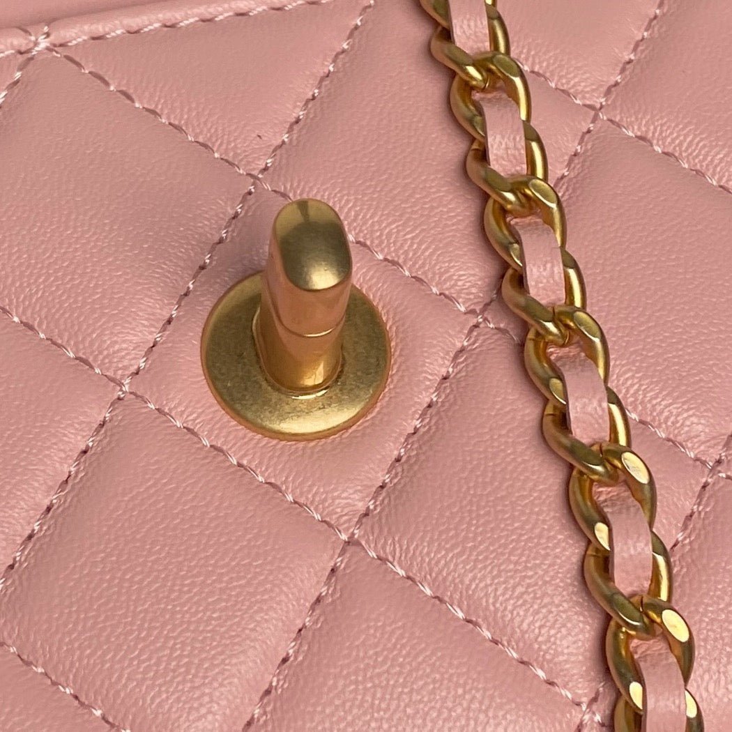 CHANEL 25S CHAIN WALLET 19 IN PINK LAMBSKIN GOLD HARDWARE - Image 7