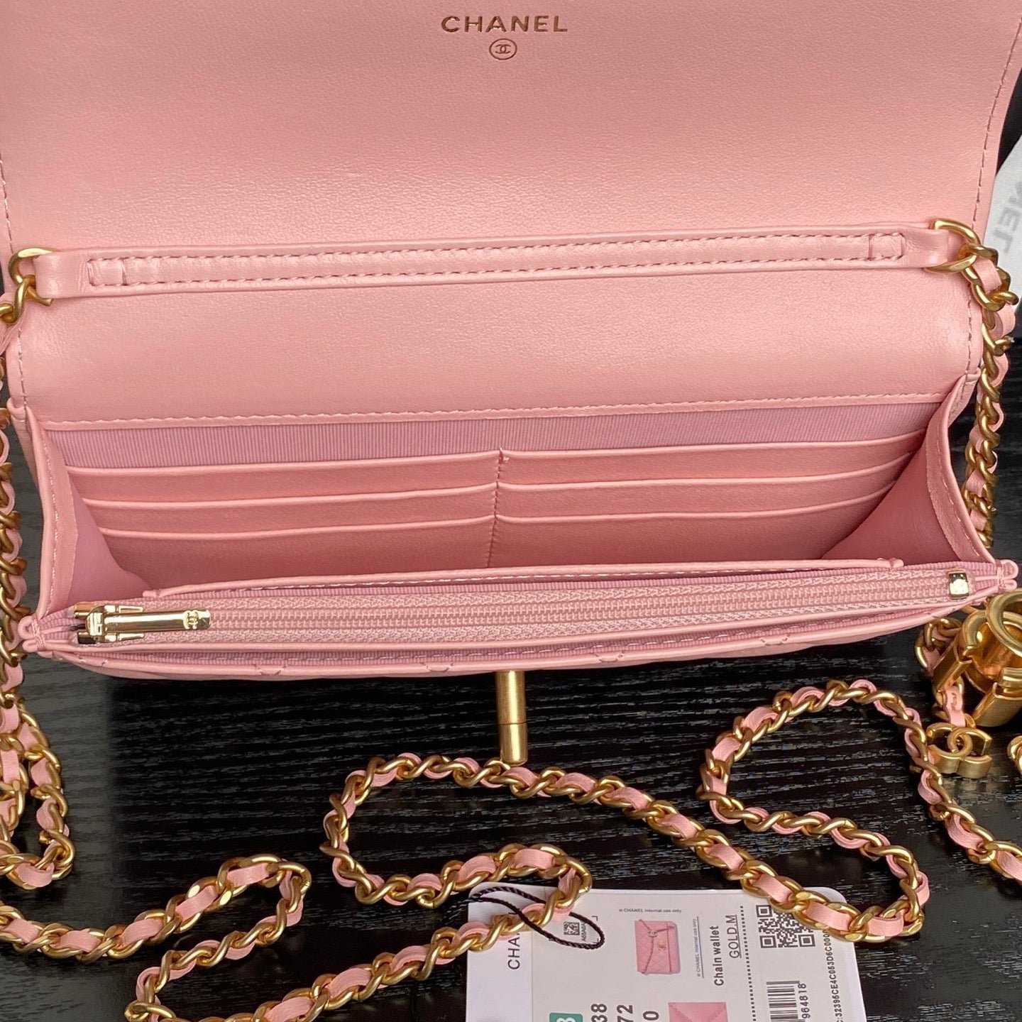 CHANEL 25S CHAIN WALLET 19 IN PINK LAMBSKIN GOLD HARDWARE - Image 5