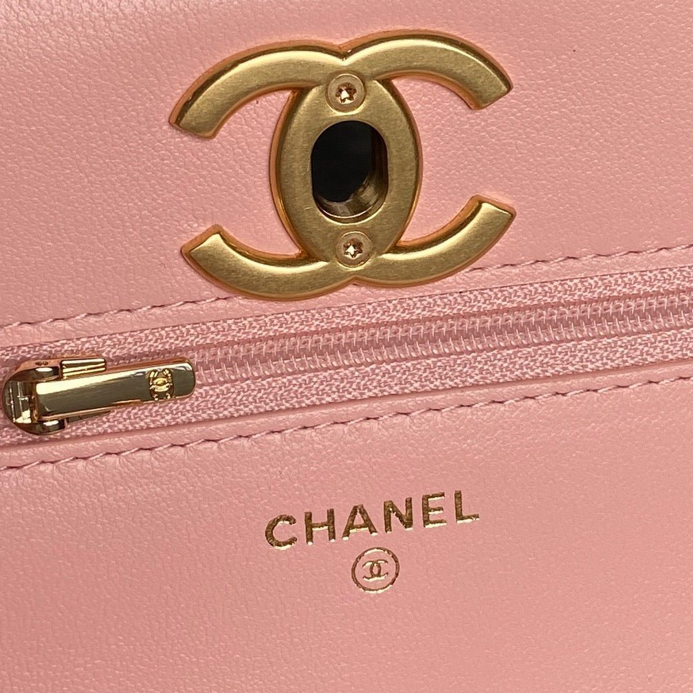 CHANEL 25S CHAIN WALLET 19 IN PINK LAMBSKIN GOLD HARDWARE - Image 15