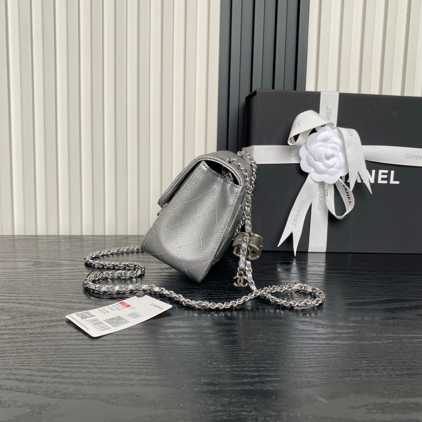 CHANEL 25S MINI FLAP BAG 18 IN DARK GRAY CALFSKIN - Image 5