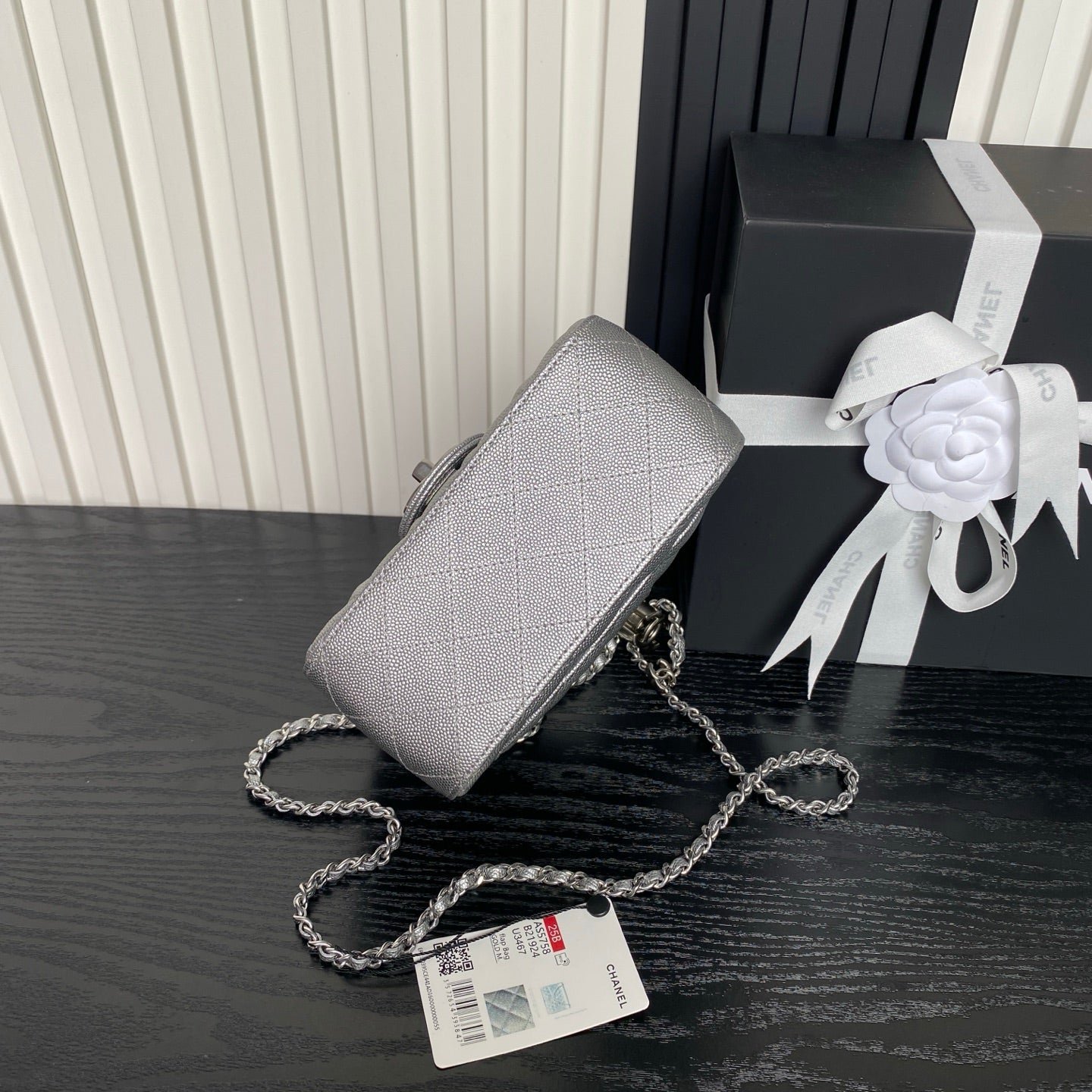 CHANEL 25S MINI FLAP BAG 18 IN DARK GRAY CALFSKIN - Image 16