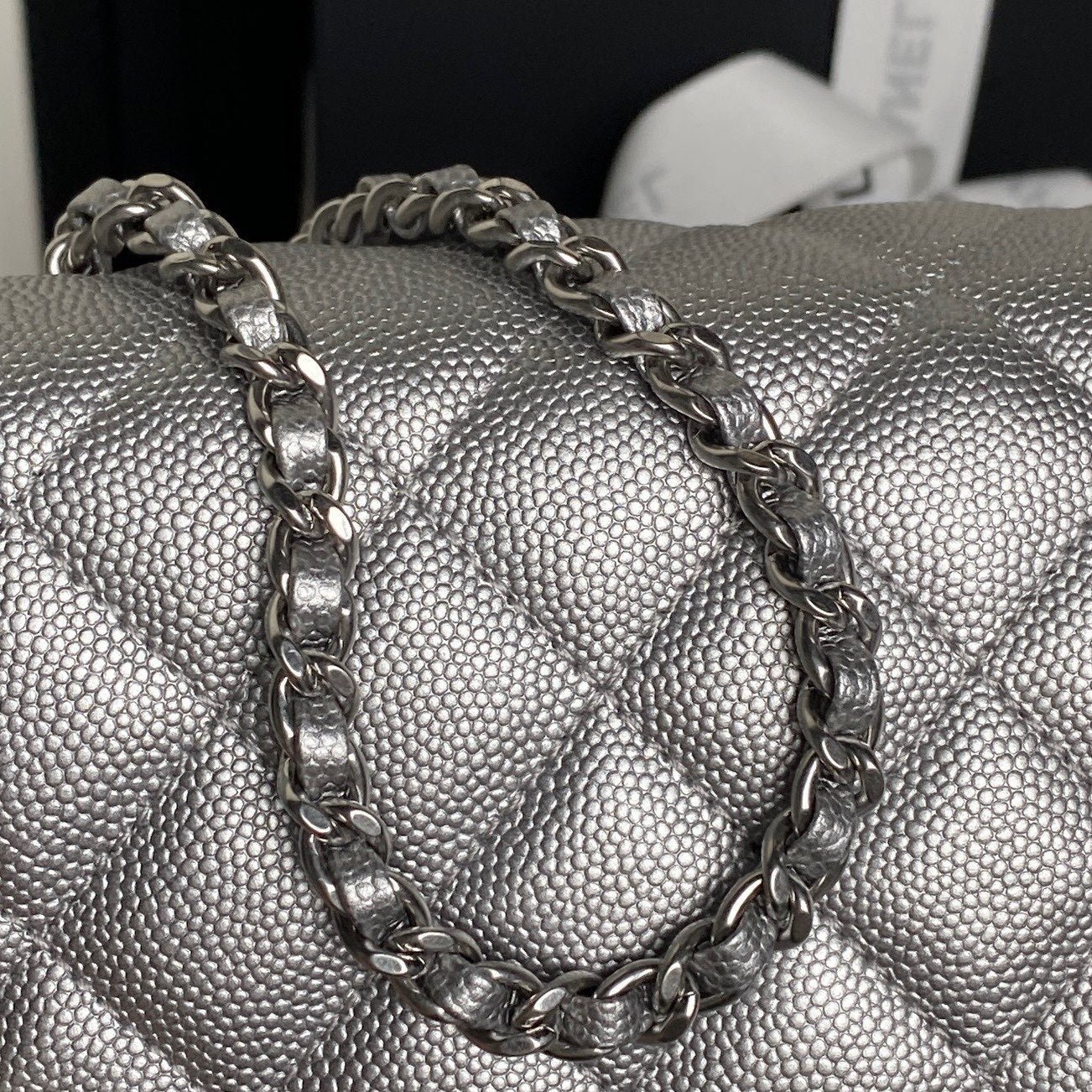 CHANEL 25S FLAP BAG 23 IN DARK GRAY CALFSKIN SILVER HARDWARE - Image 8