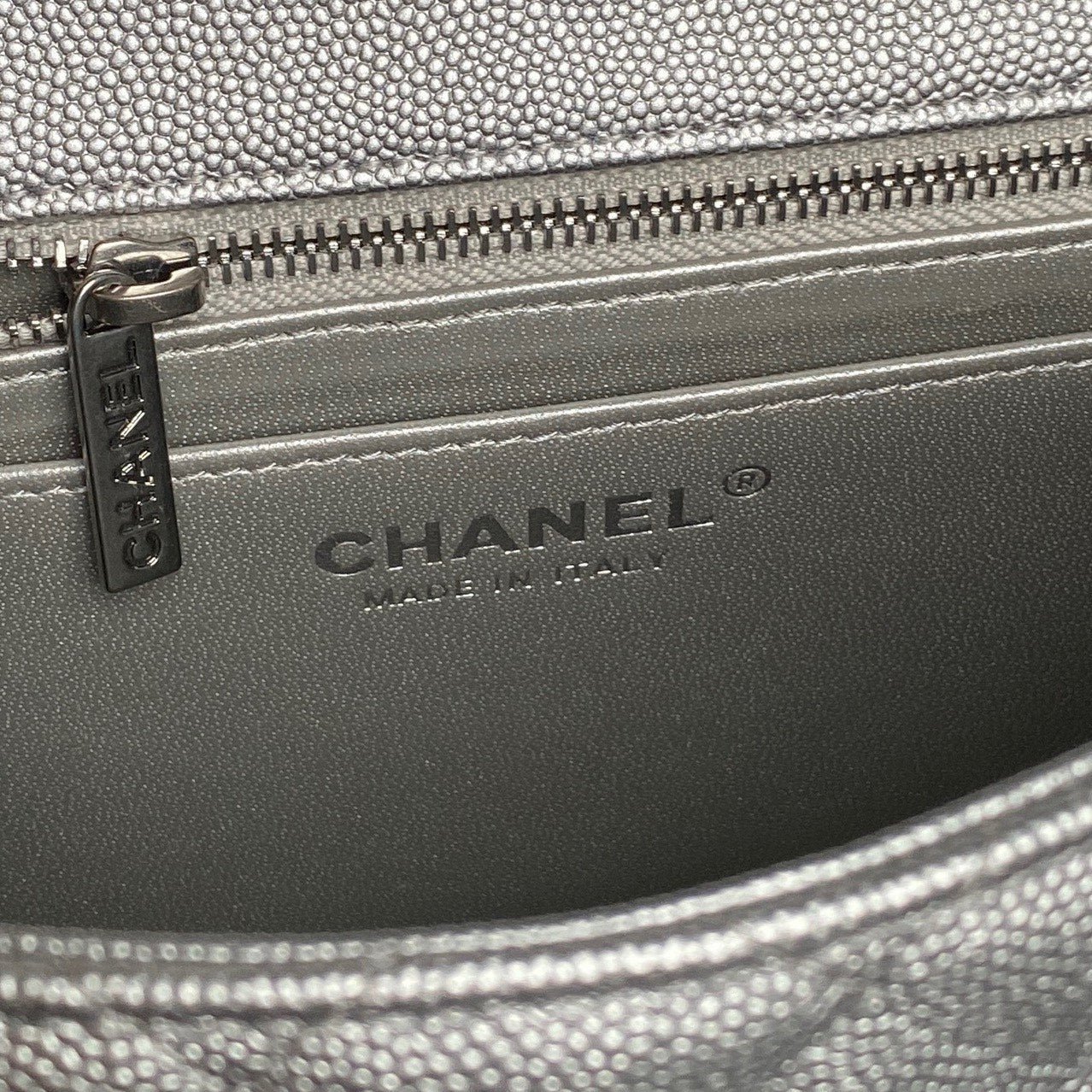 CHANEL 25S FLAP BAG 23 IN DARK GRAY CALFSKIN SILVER HARDWARE - Image 9