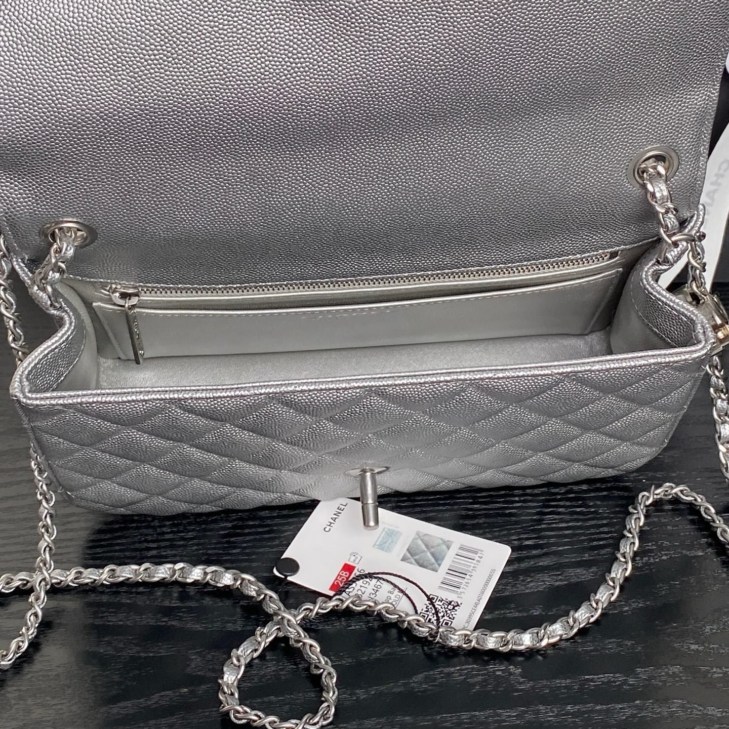 CHANEL 25S FLAP BAG 23 IN DARK GRAY CALFSKIN SILVER HARDWARE - Image 6