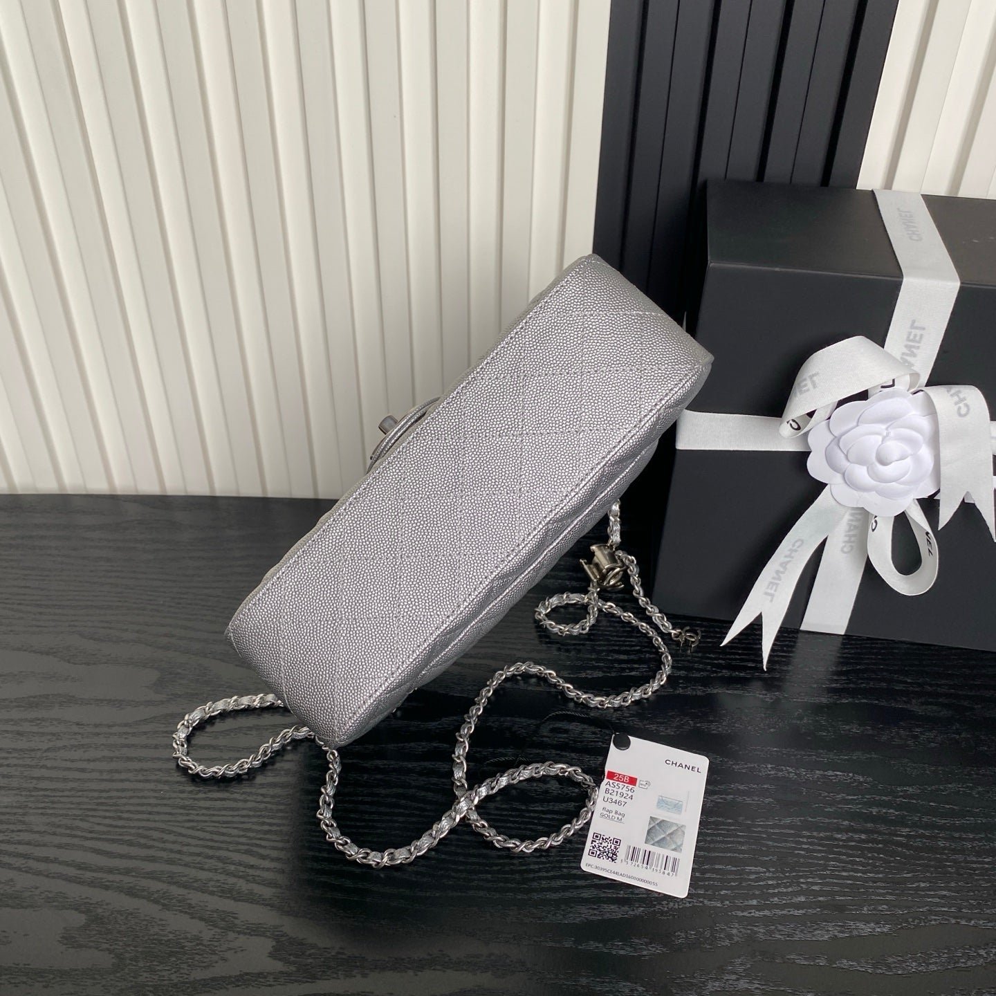 CHANEL 25S FLAP BAG 23 IN DARK GRAY CALFSKIN SILVER HARDWARE - Image 16