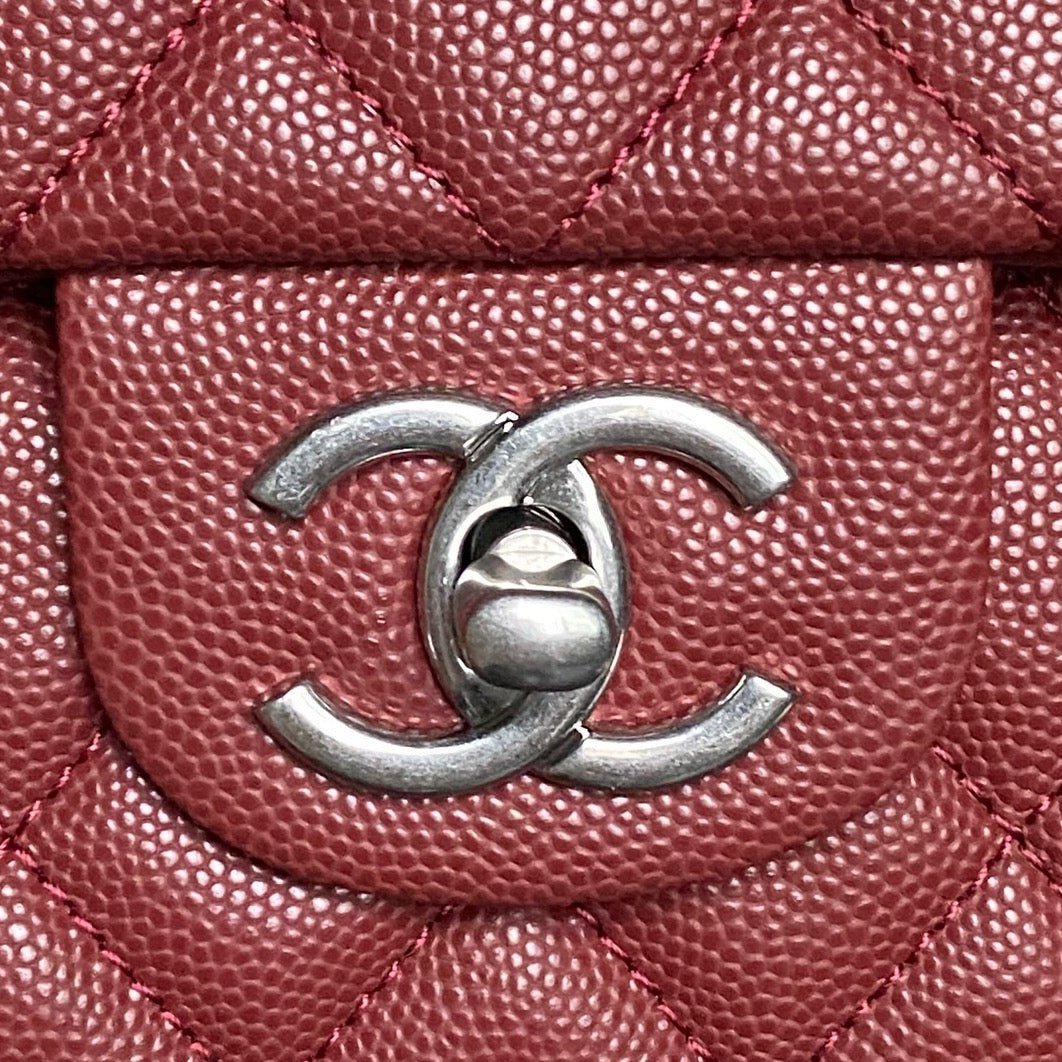 CHANEL 25S FLAP BAG 22 IN BURGUNDY CALFSKIN SILVER HARDWARE - Image 3