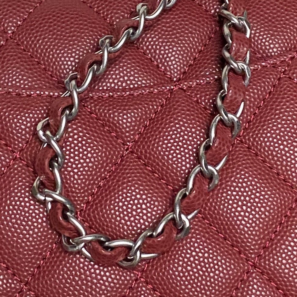 CHANEL 25S FLAP BAG 22 IN BURGUNDY CALFSKIN SILVER HARDWARE - Image 8
