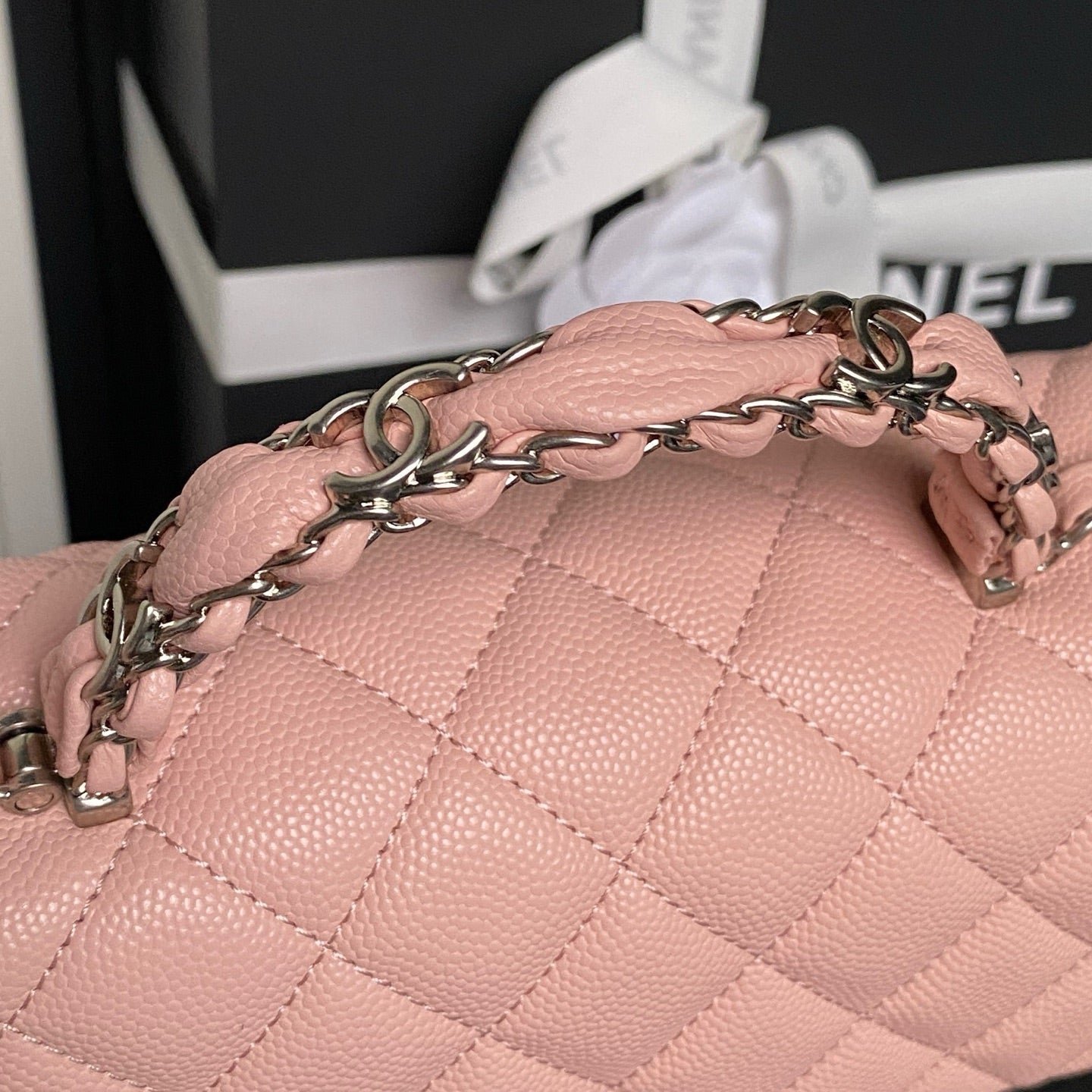 CHANEL 25S FLAP BAG 22 IN PINK CALFSKIN SILVER HARDWARE - Image 13