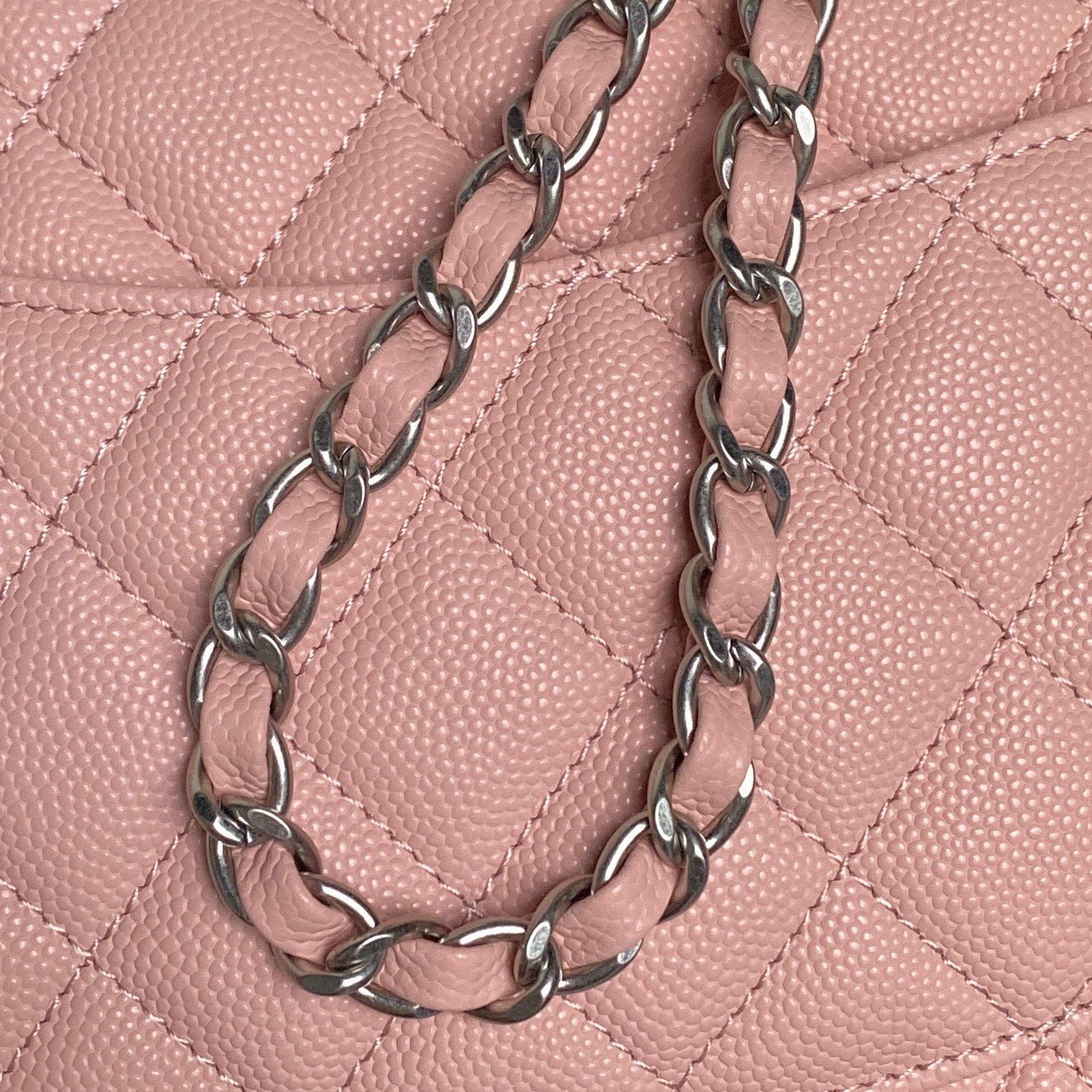 CHANEL 25S FLAP BAG 22 IN PINK CALFSKIN SILVER HARDWARE - Image 9