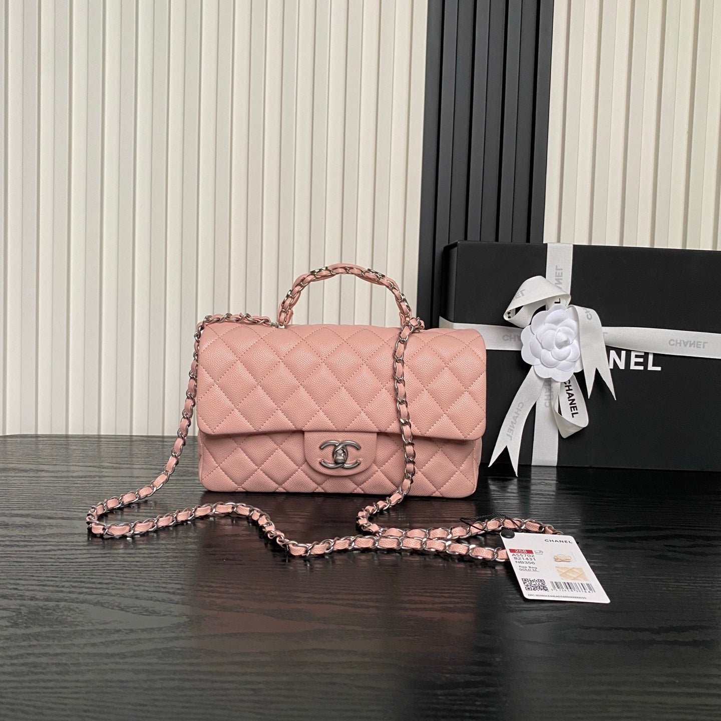 CHANEL 25S FLAP BAG 22 IN PINK CALFSKIN SILVER HARDWARE - Image 10